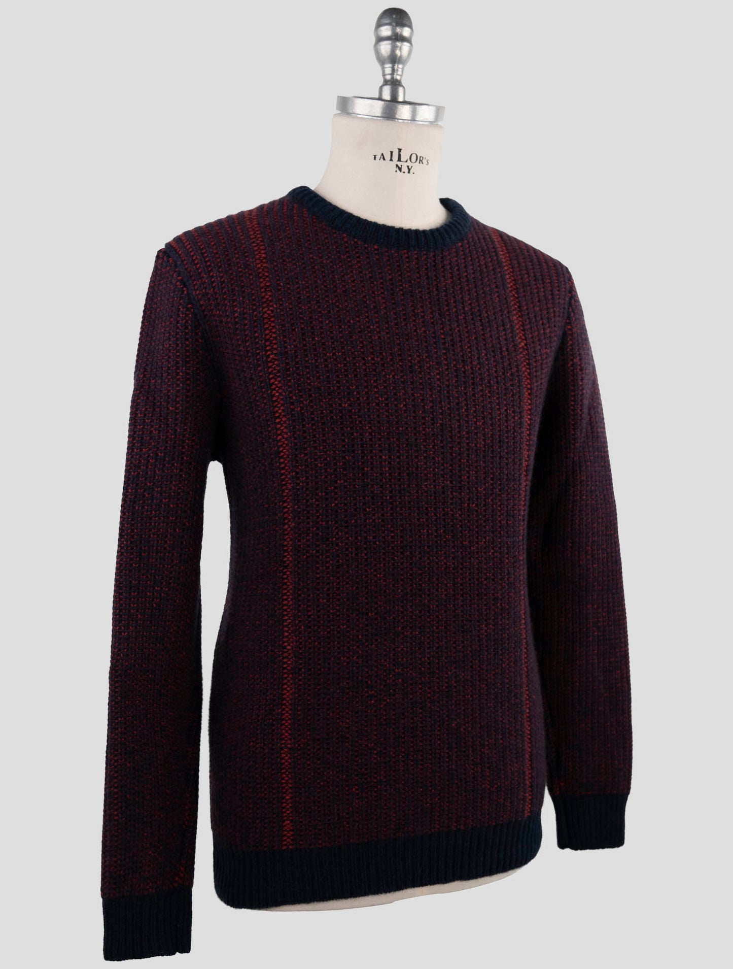 Kiton Red Blue Cashmere Sweater Crewneck