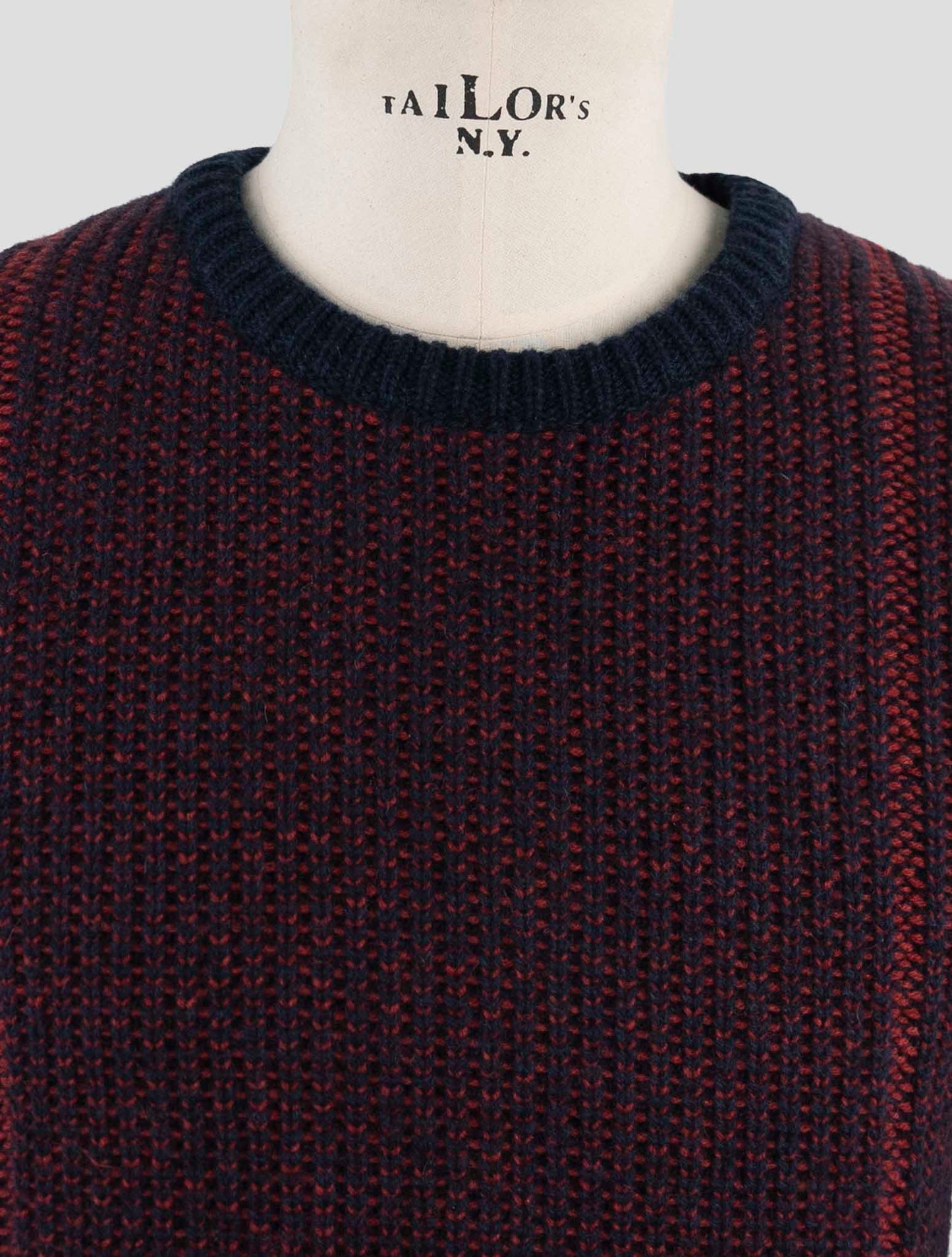 Kiton Red Blue Cashmere Sweater Crewneck