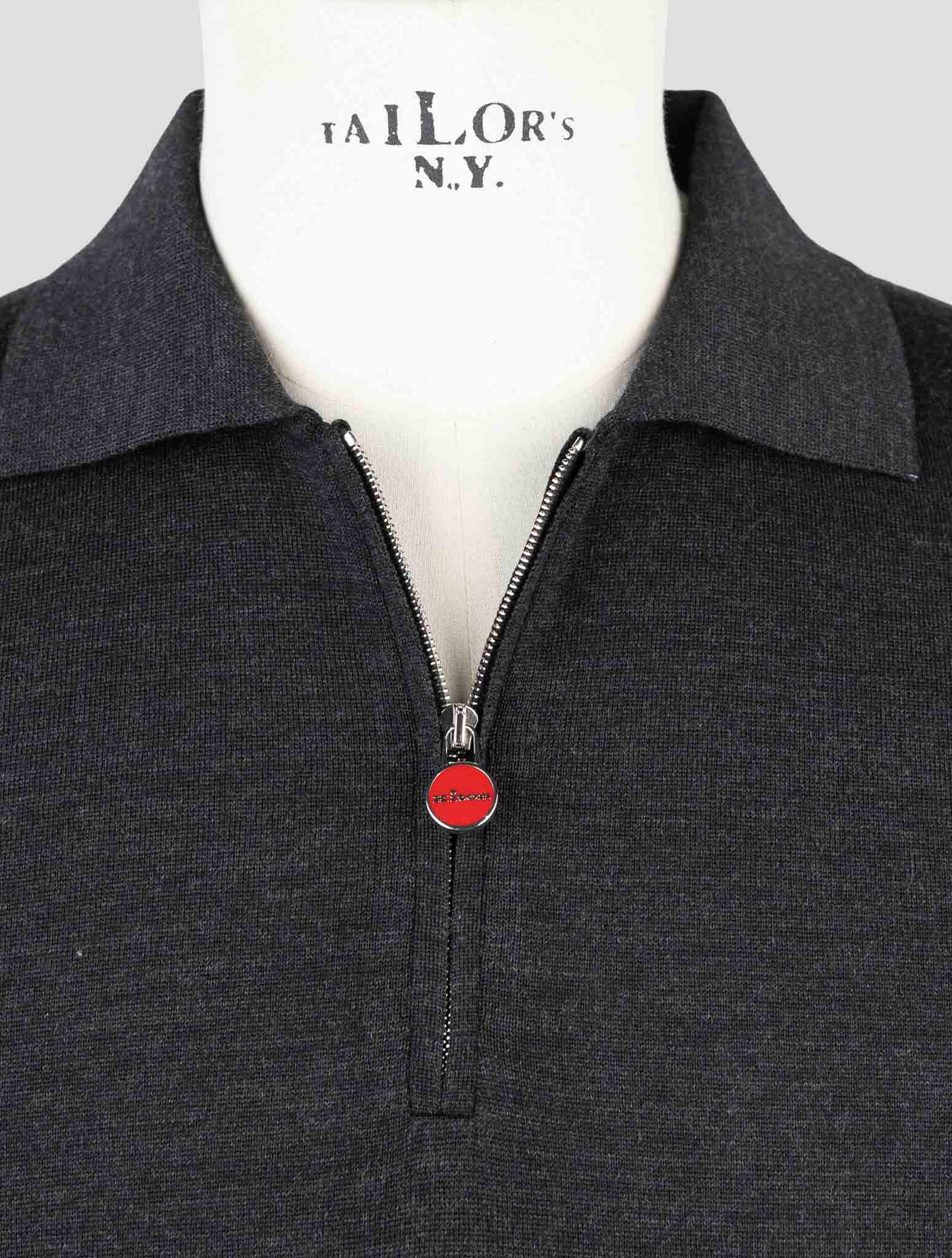 Kiton Dark Gray Wool Sweater Polo