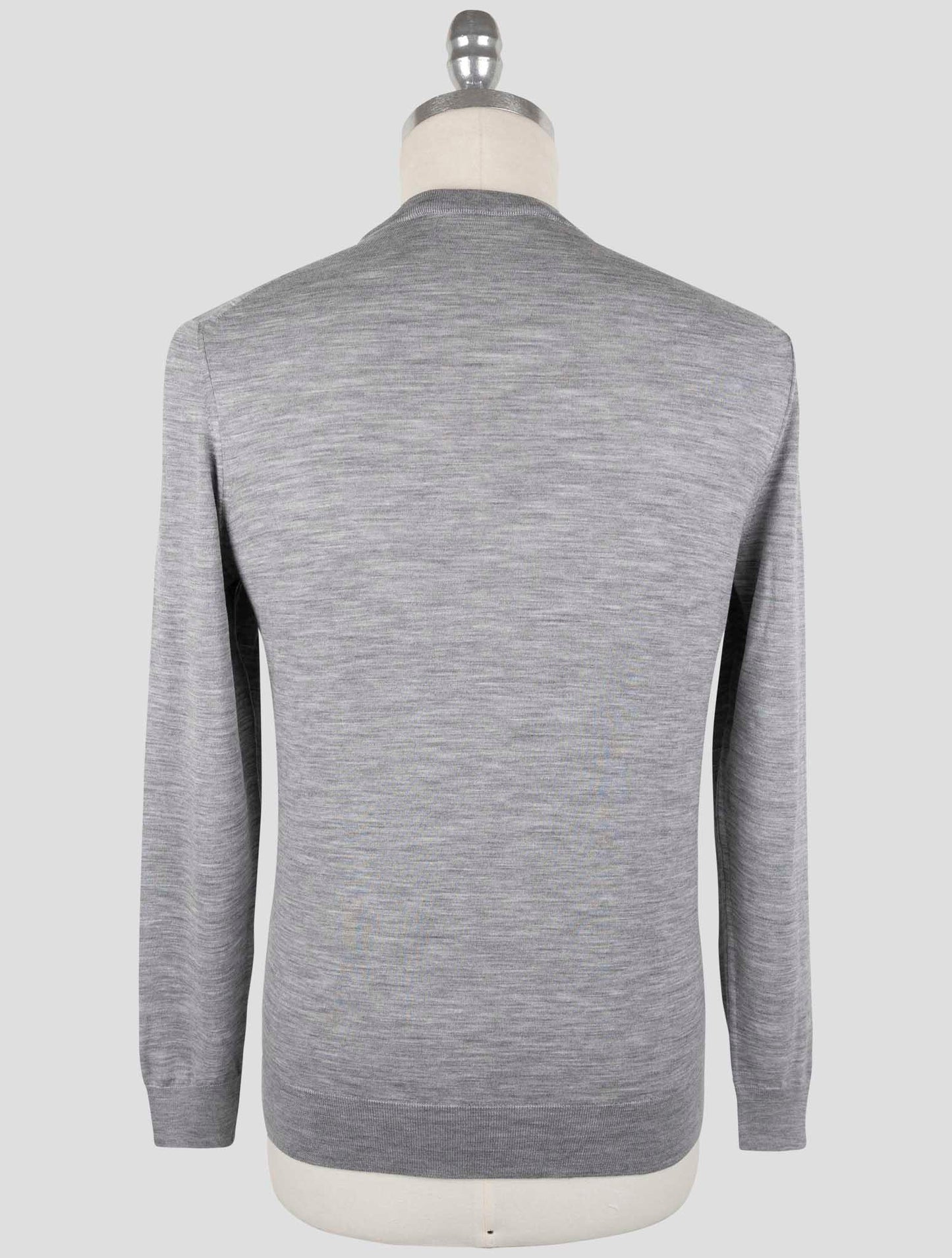Kiton Gray Wool Diamante Blu Sweater Crewneck