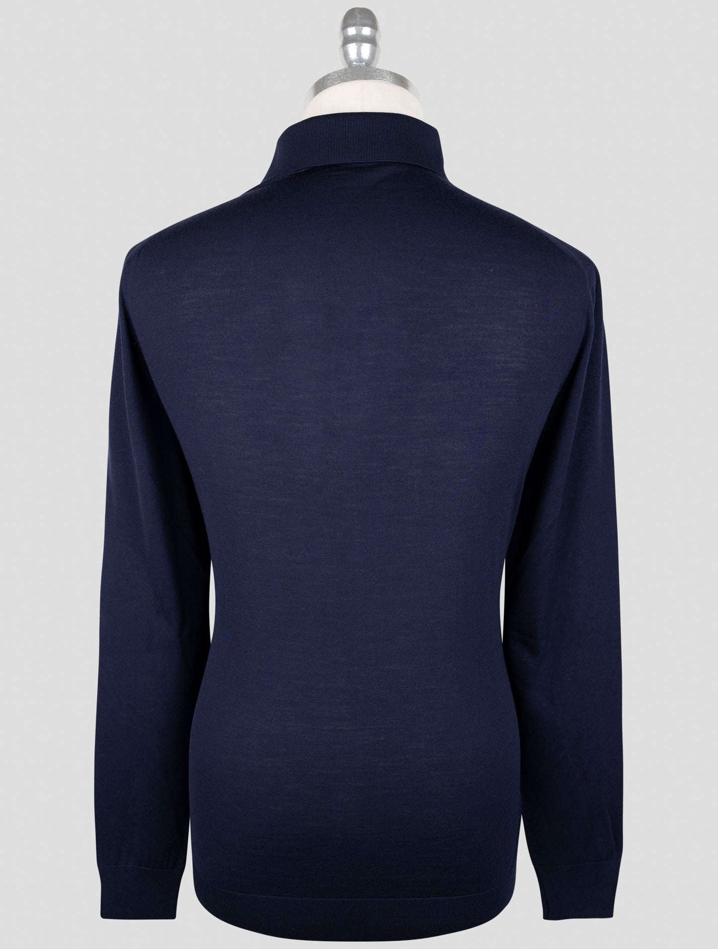Kiton Blue Wool Diamante Blue Sweater Polo