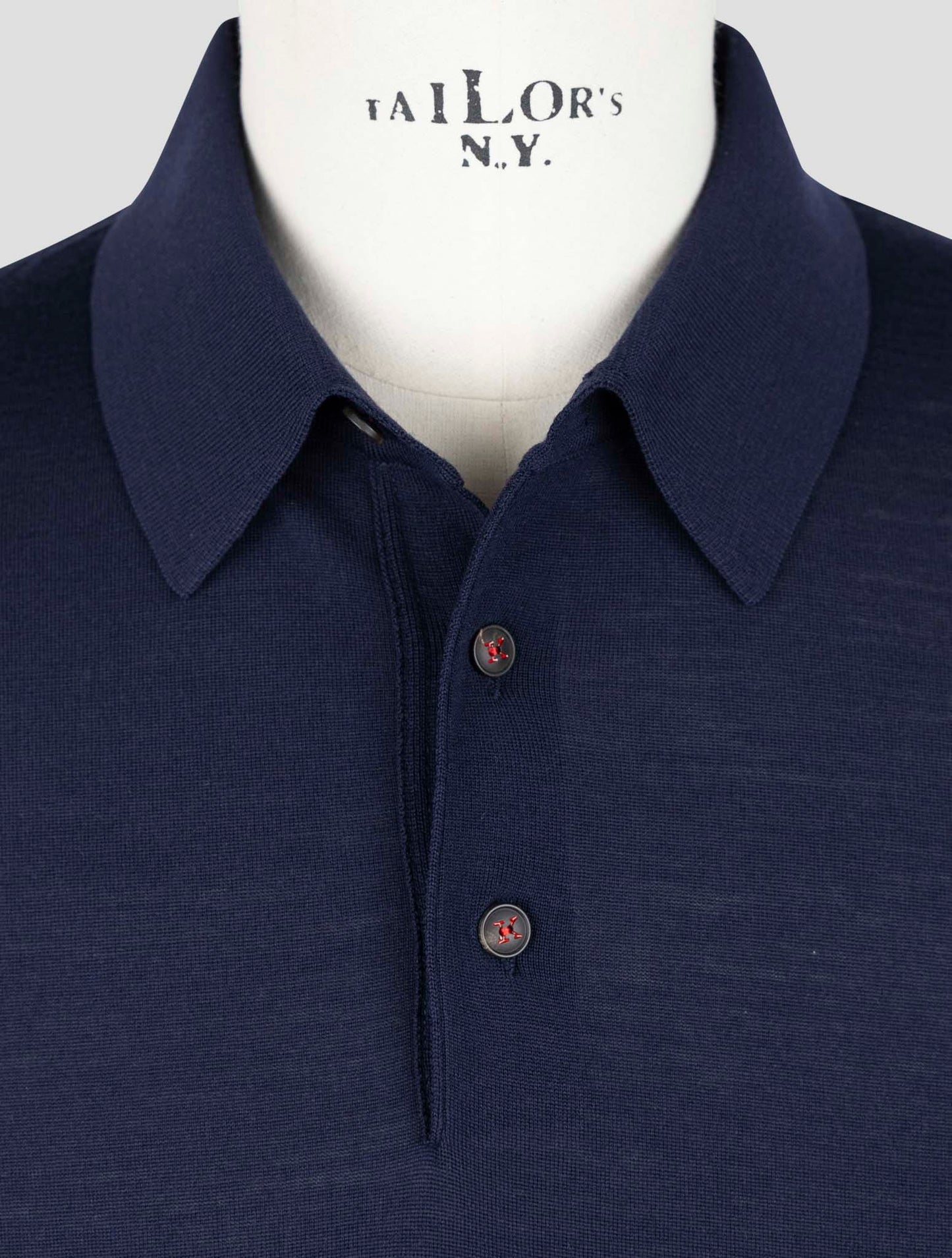 Kiton Blue Wool Diamante Blue Sweater Polo