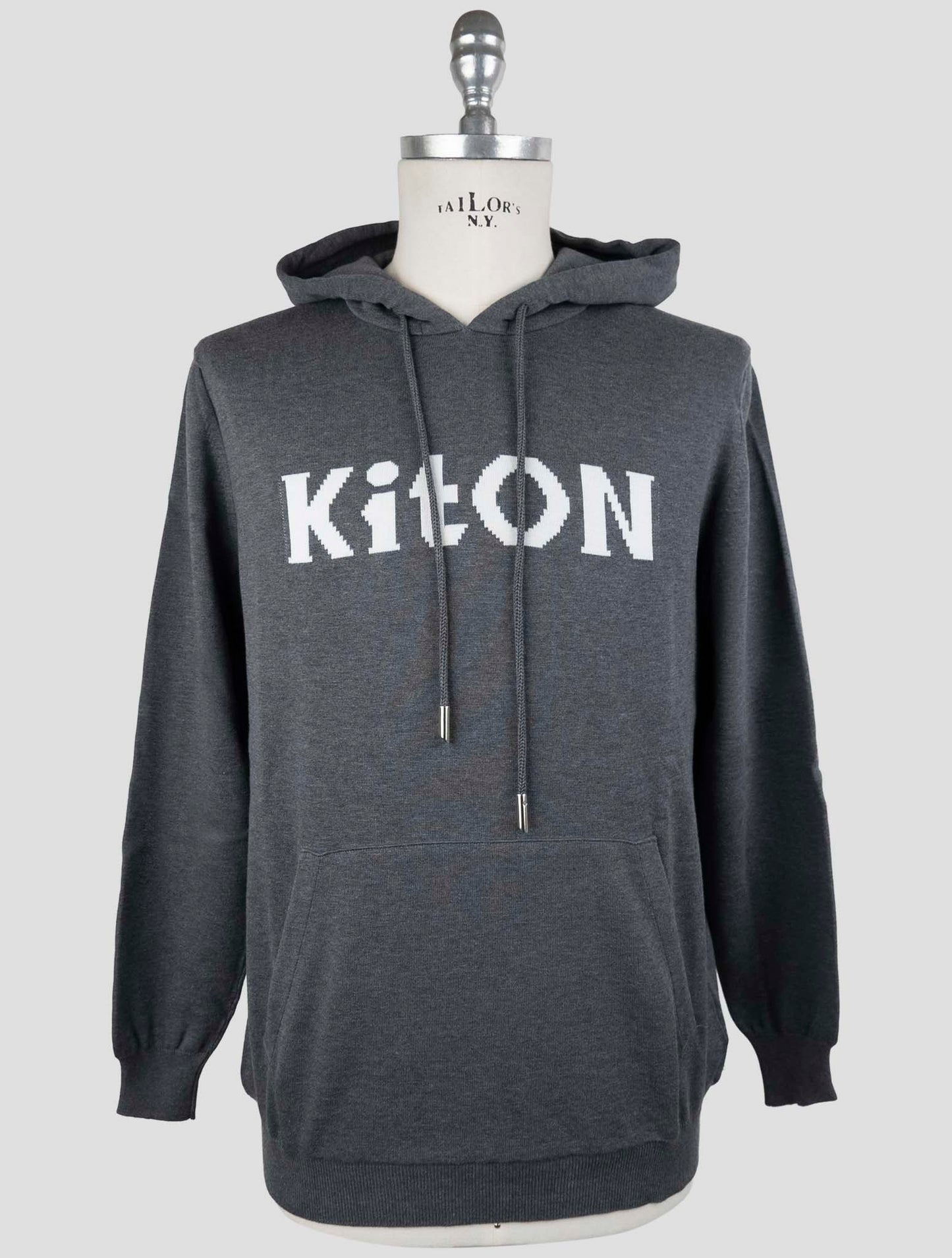 Kiton Gray Cotton Sweater Hoodie