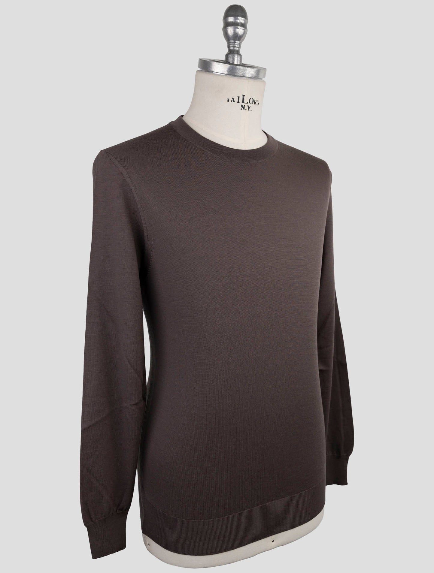 Kiton Taupe Wool Sweater Crewneck