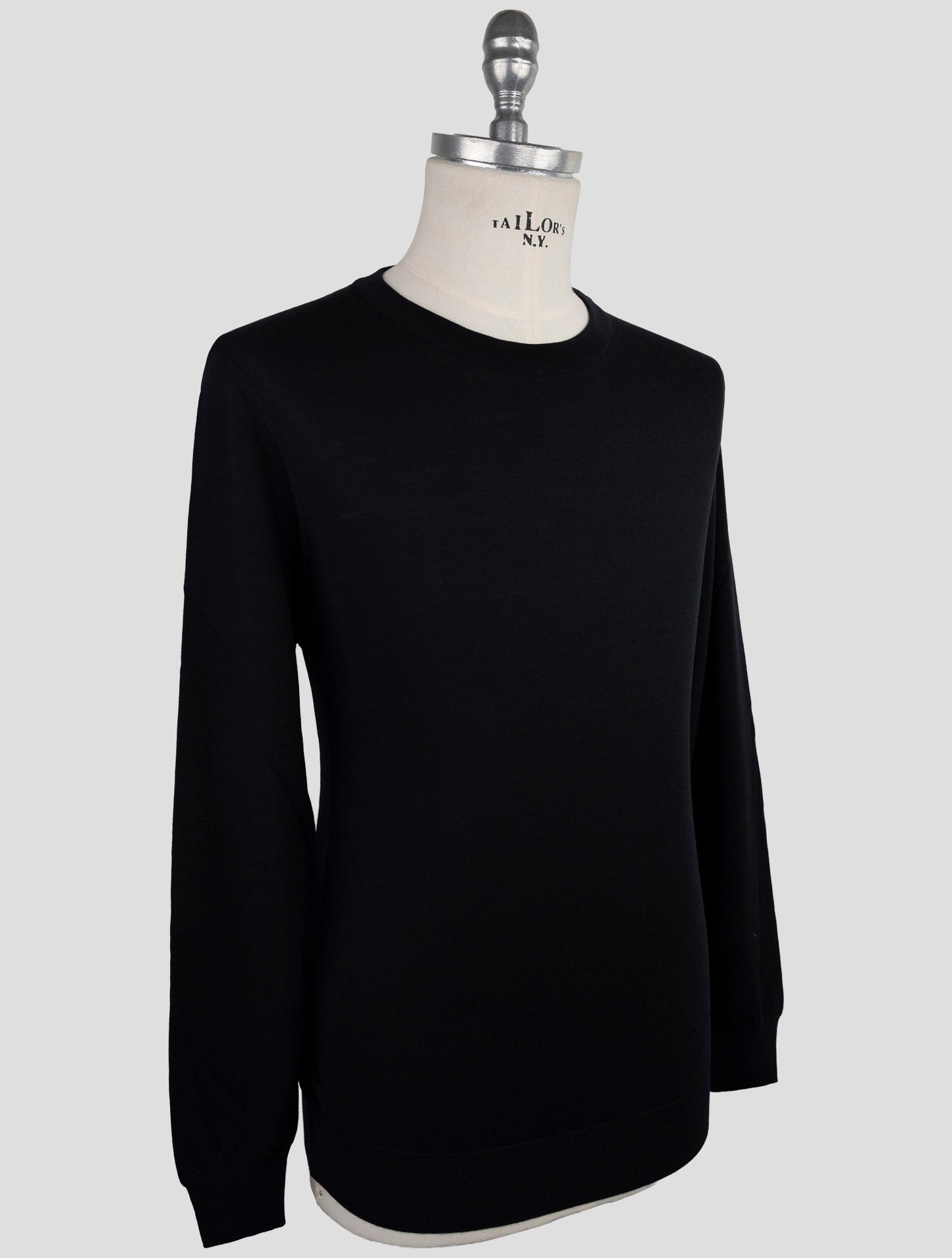 Kiton Black Wool Sweater Crewneck