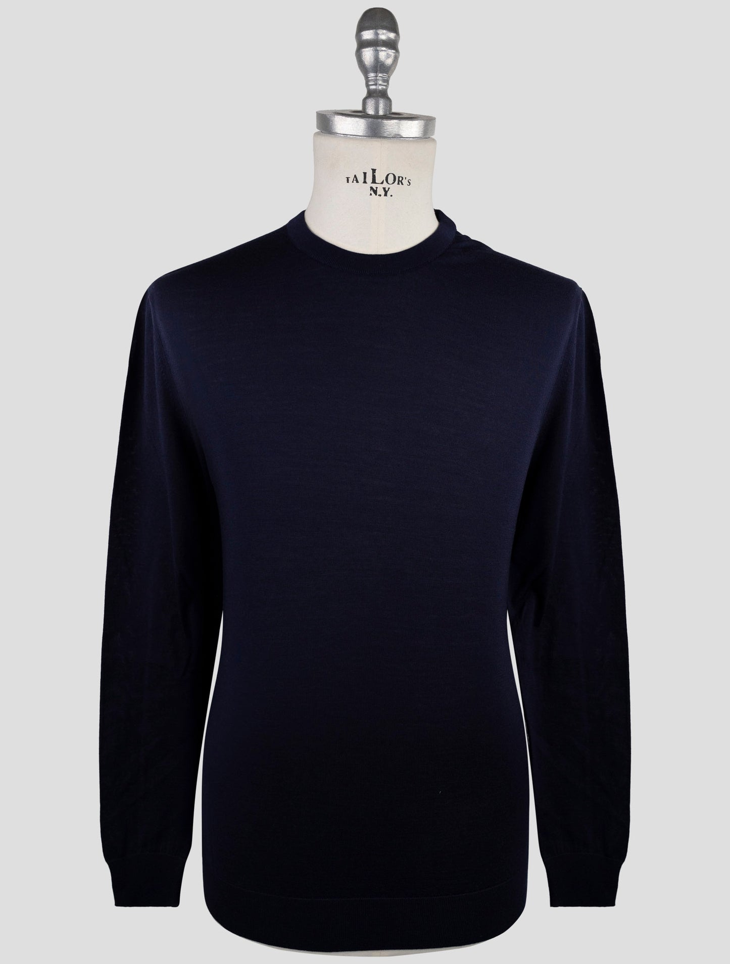 Kiton Dark Blue Wool Sweater Crewneck