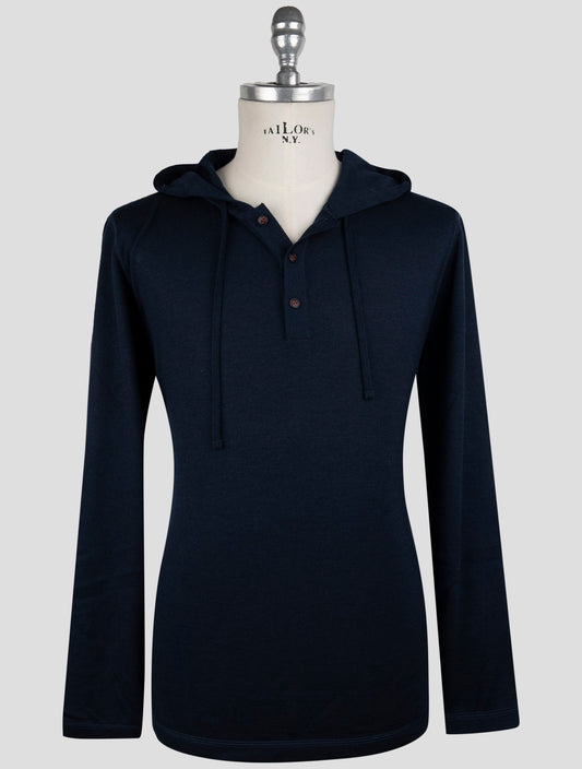 Kiton Blue Cashmere Silk Cashmere Sweater Hoodie