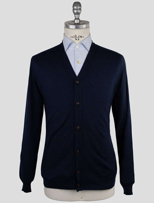 Kiton Blue Cashmere Silk Sweater Cardigan