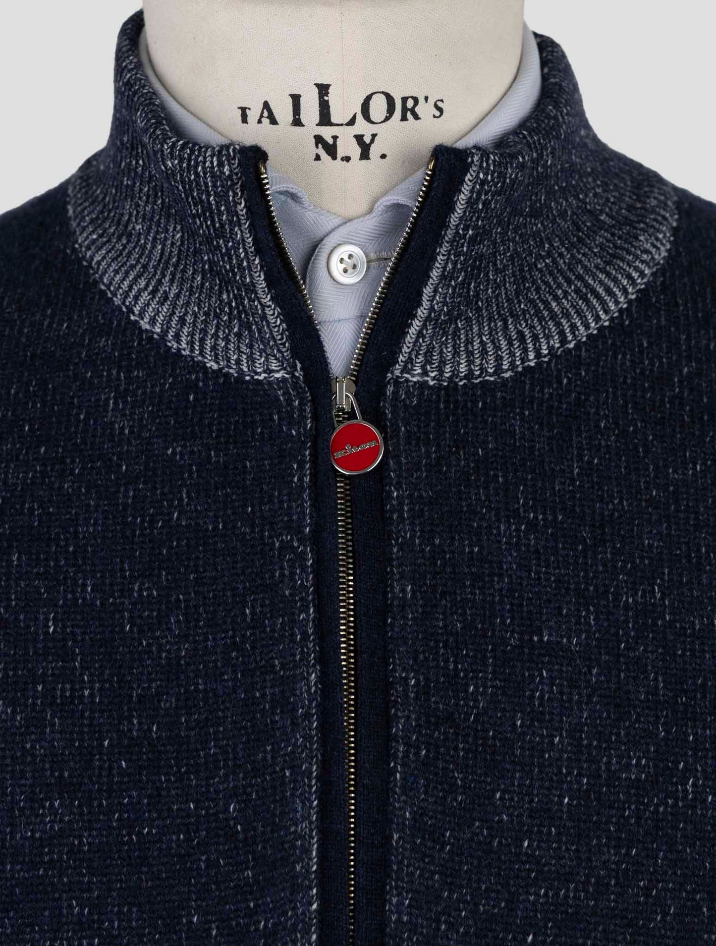 Kiton Blue Cashmere Sweater Full Zip