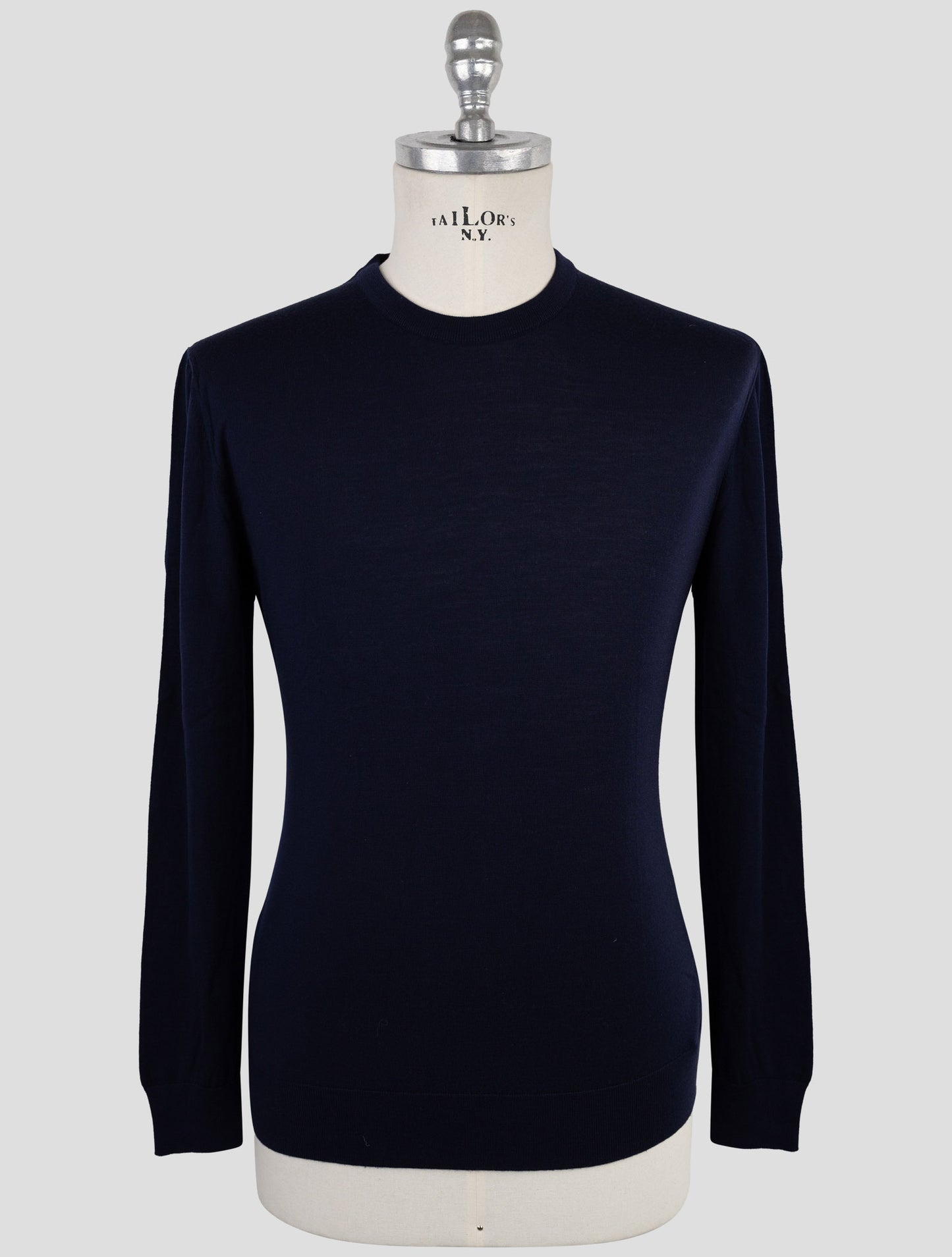 Kiton Blue Wool Sweater Crewneck