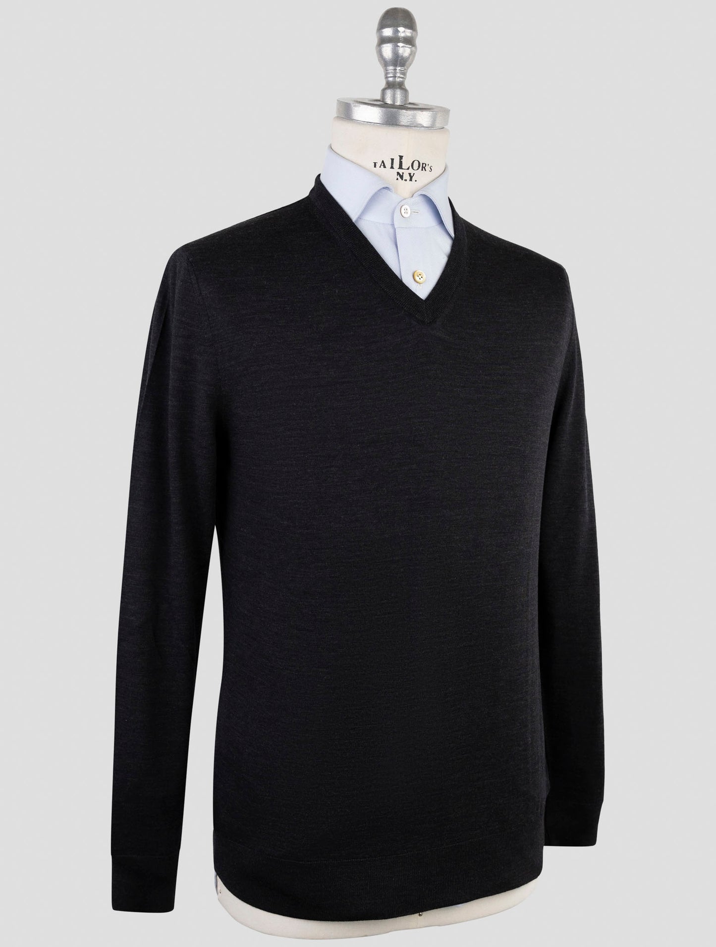 Kiton Dark Gray Wool Sweater V-Neck