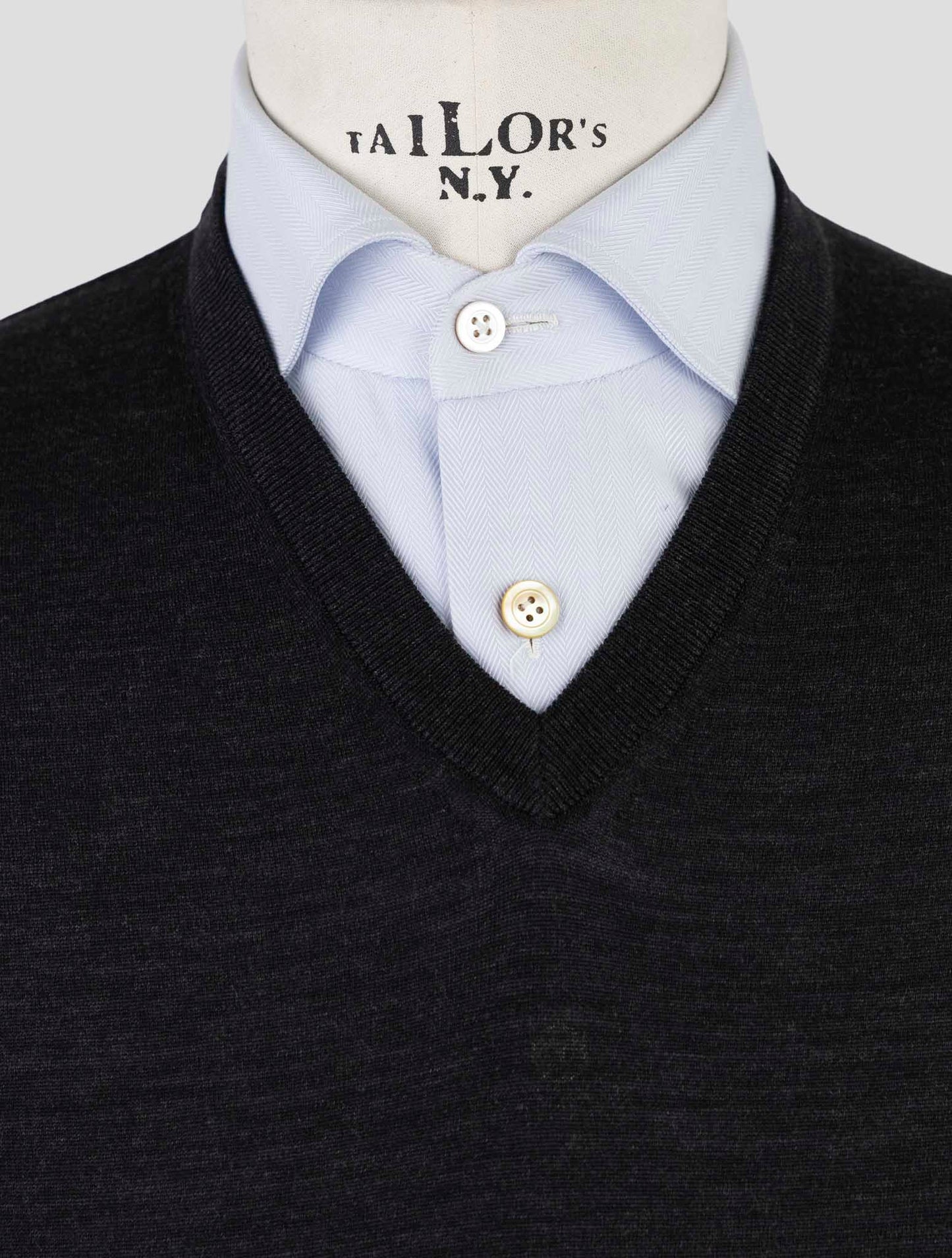 Kiton Dark Gray Wool Sweater V-Neck