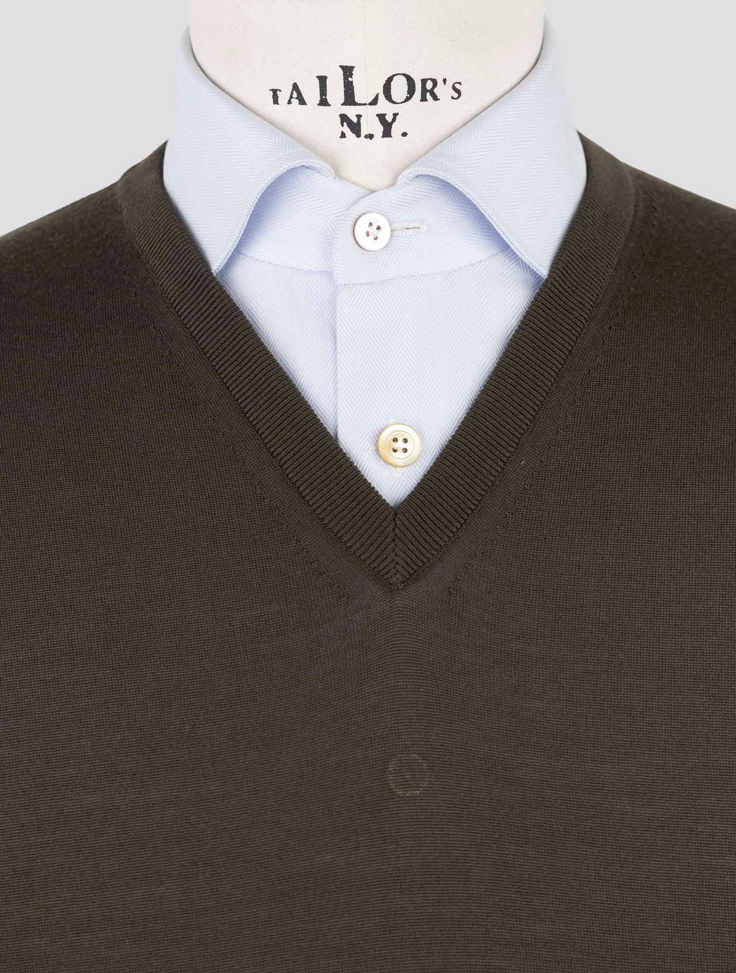 Kiton Green Wool Sweater V-Neck