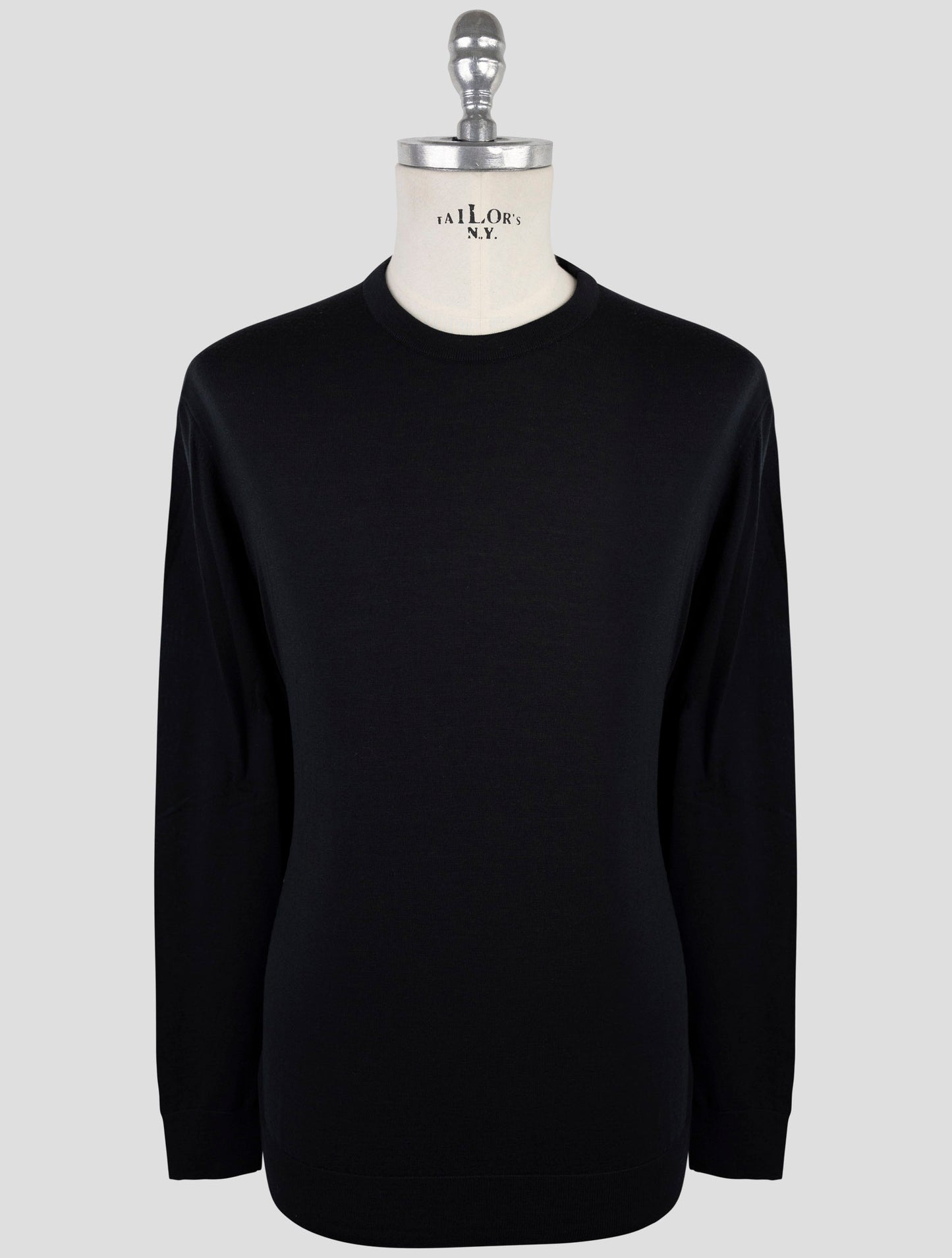 Kiton Black Wool Tsweater Crewneck