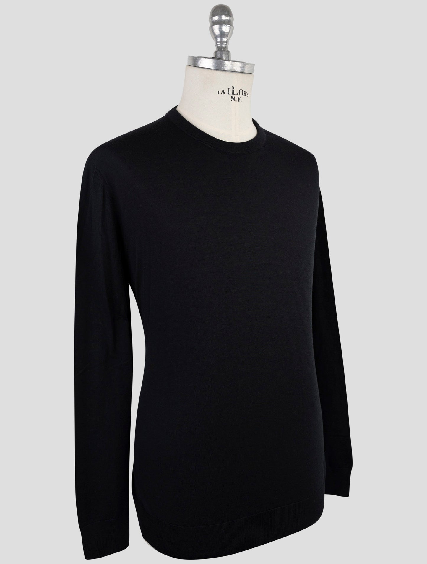 Kiton Black Wool Tsweater Crewneck