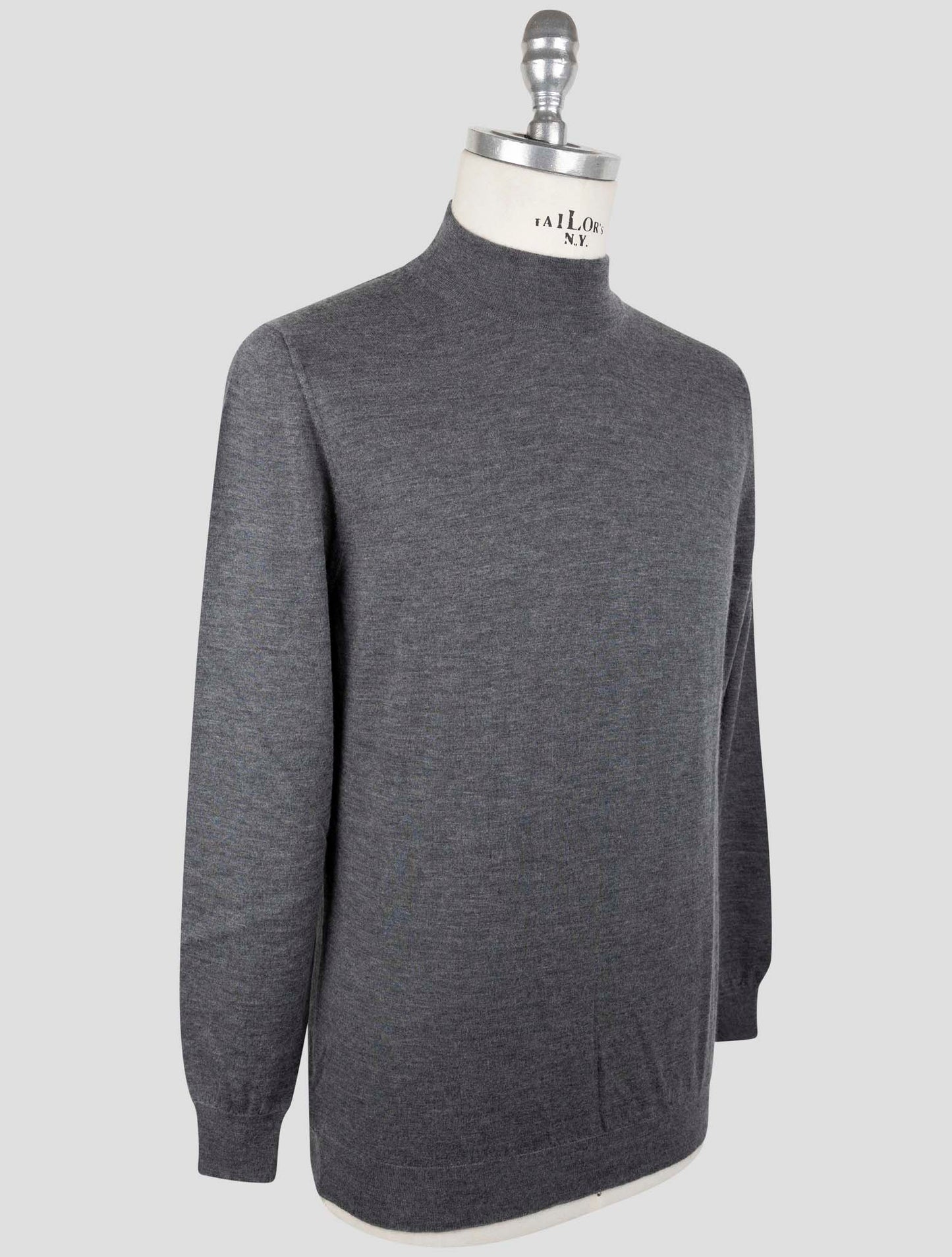 Kiton Gray Cashmere Silk Sweater Half Neck