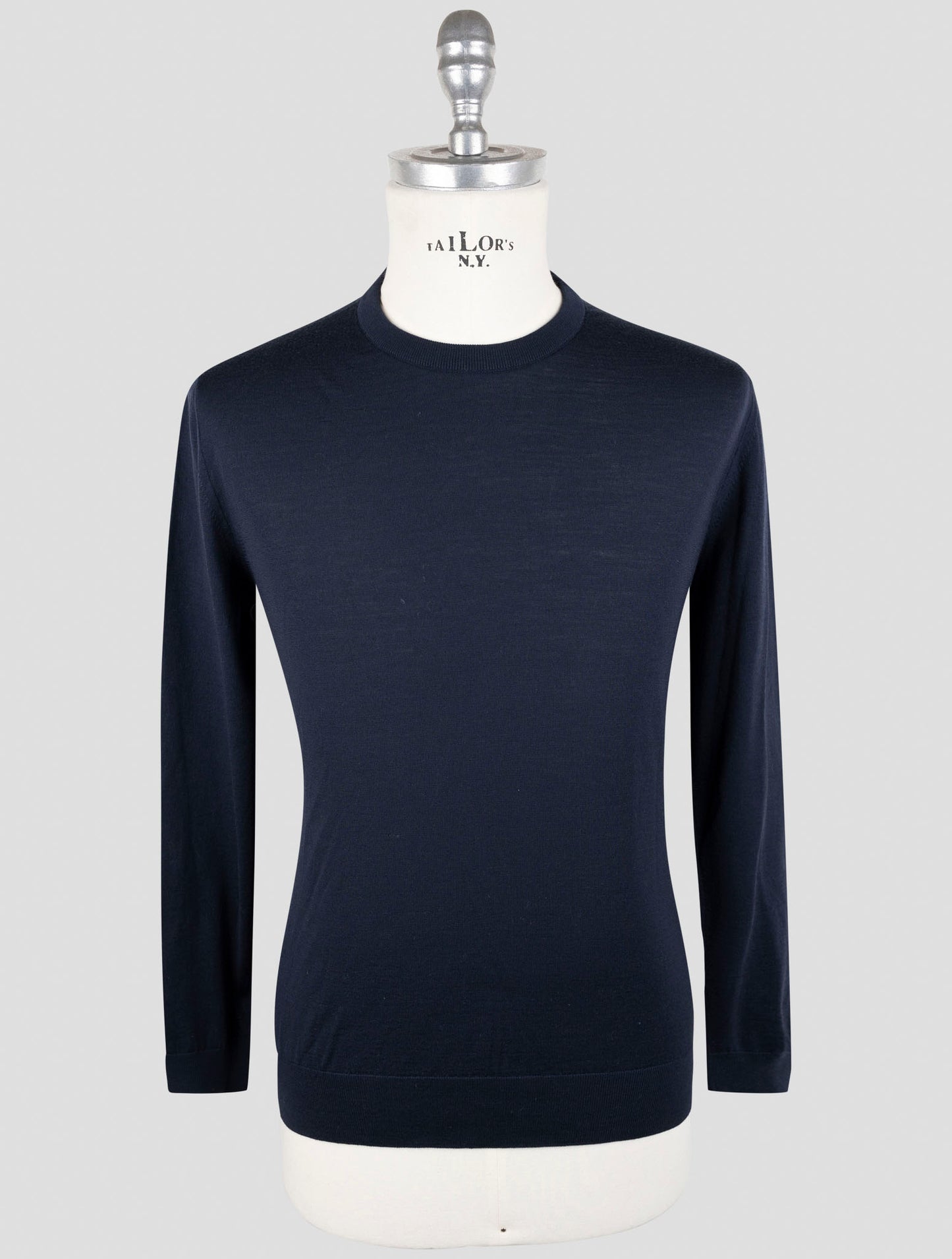 Kiton Blue Wool 14 Micron Sweater Crewneck