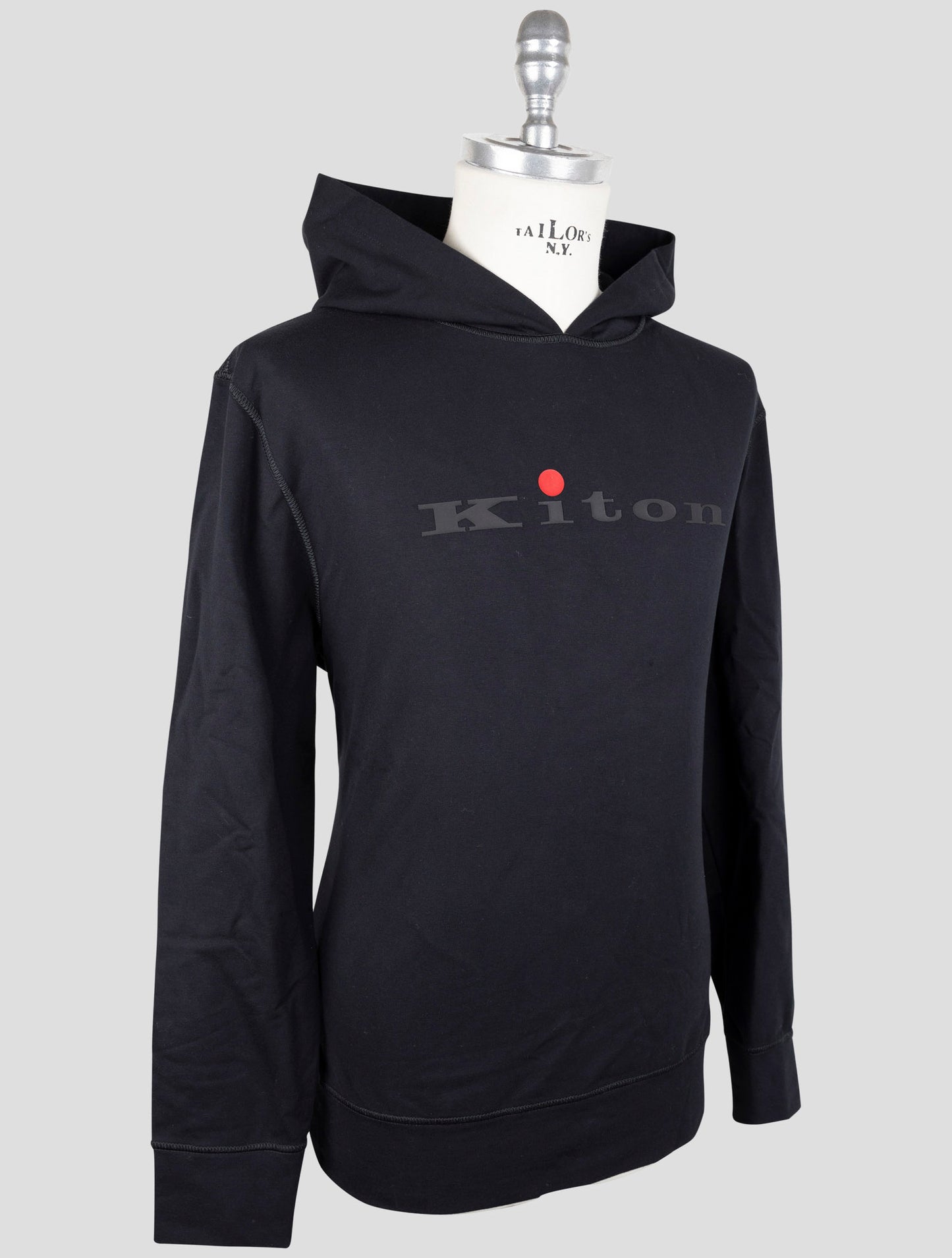 Kiton Black Cotton Ea Sweater Hoodie