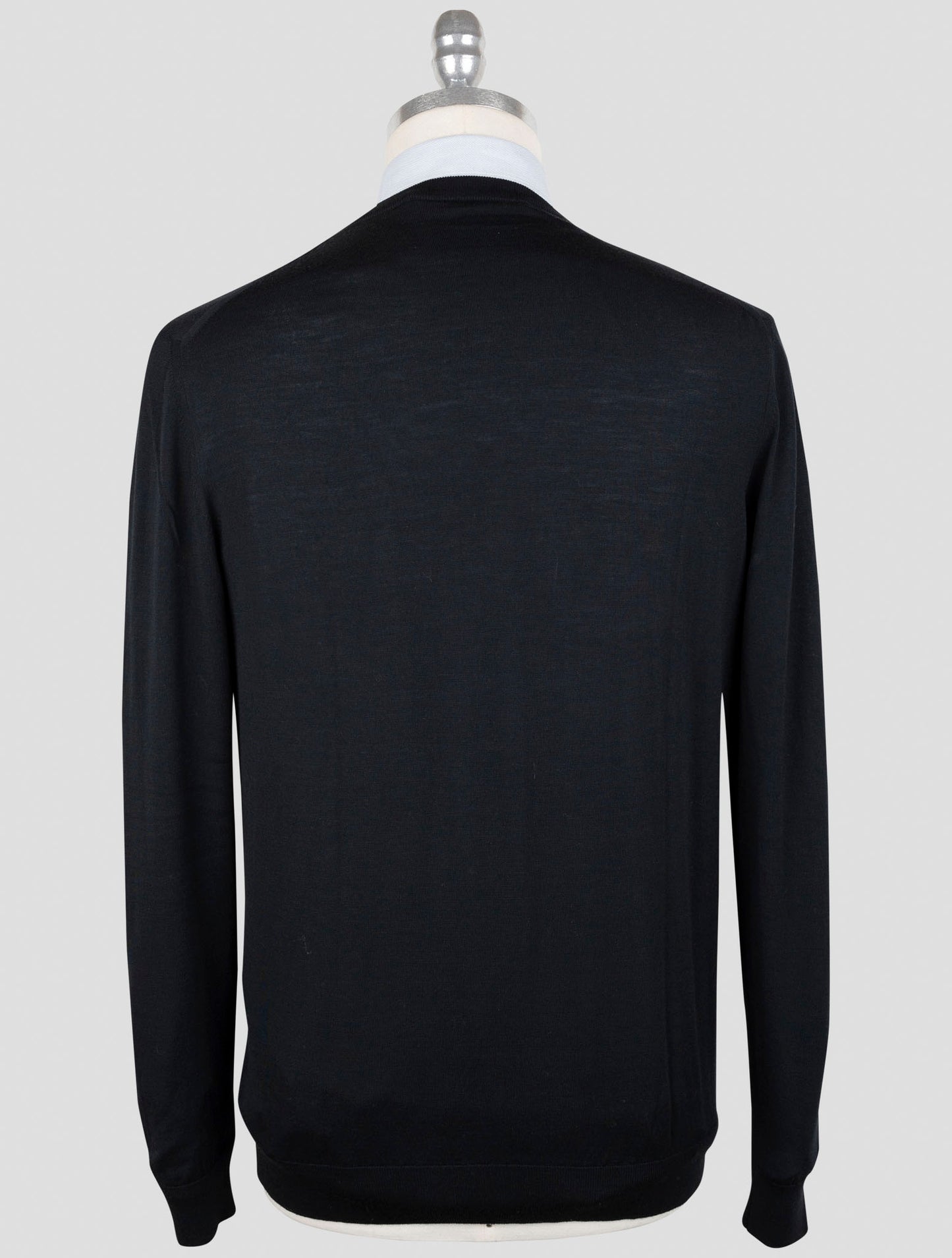 Kiton Black Wool 14 Micron Sweater V-Neck