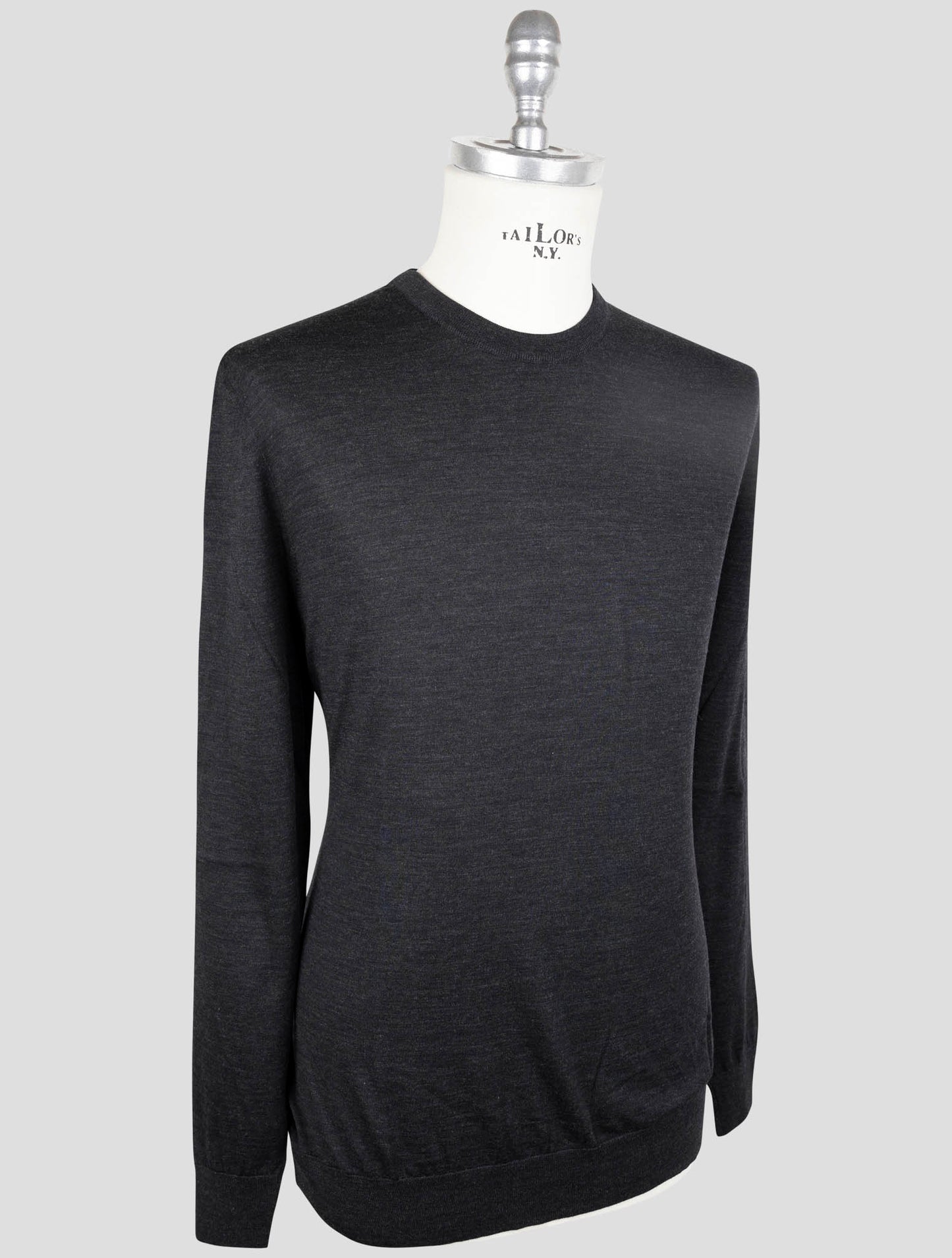 Kiton Black Wool 14 Micron Sweater Crewneck