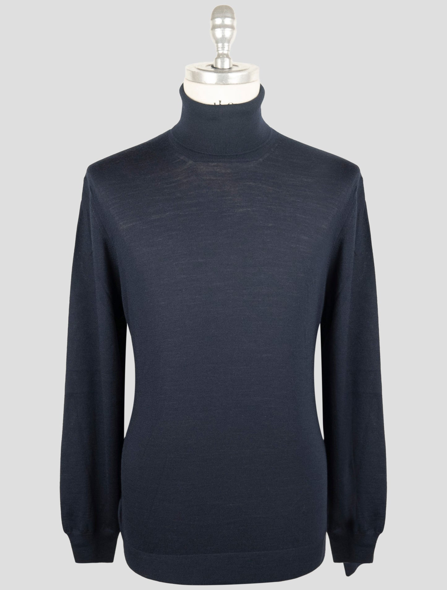 Kiton Dark Blue Wool Sweater Turtleneck