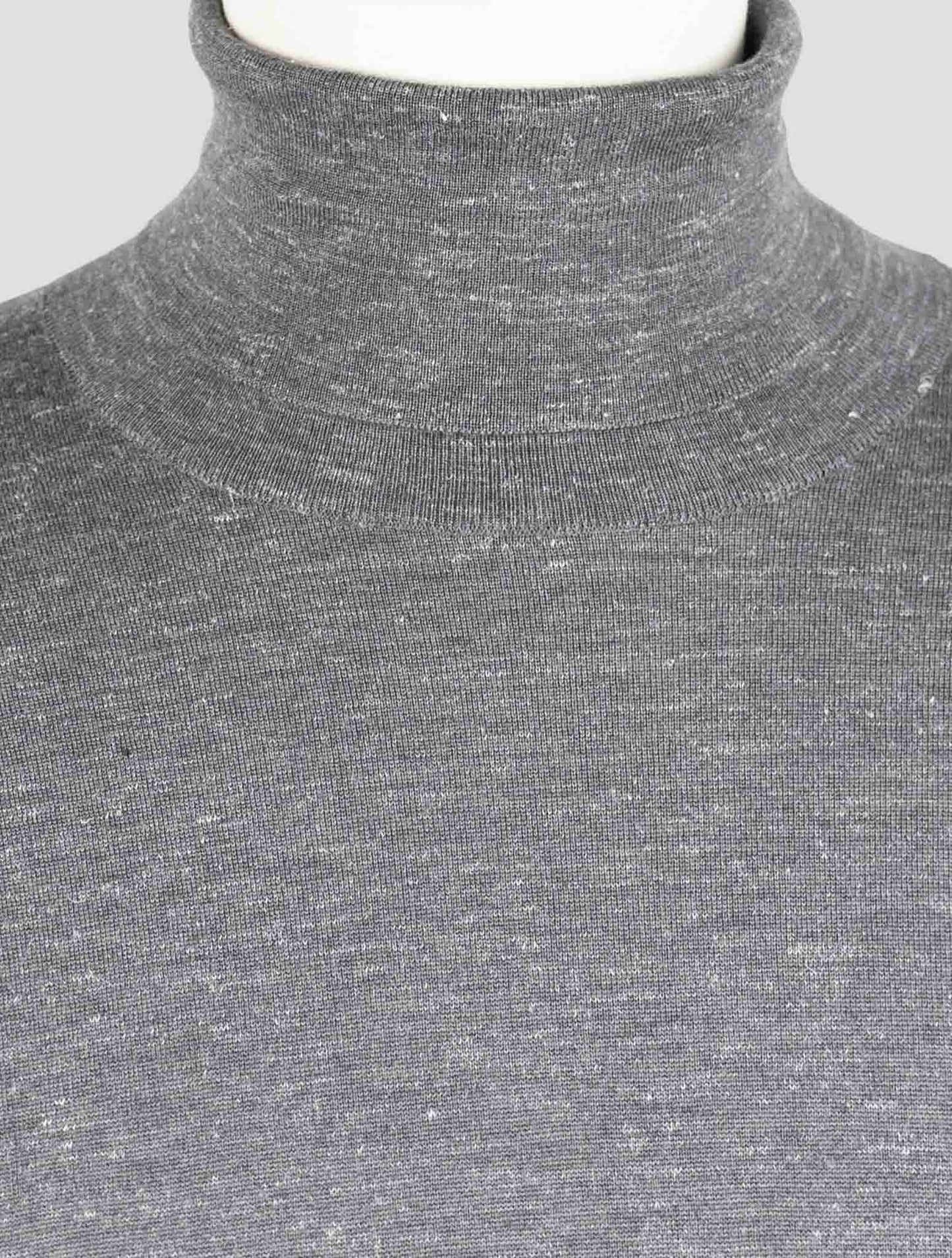 Kiton Gray Silk Cashmere Linen Sweater Turtleneck