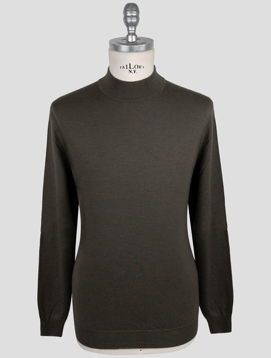Kiton Brown Cashmere Silk Sweater Half Neck