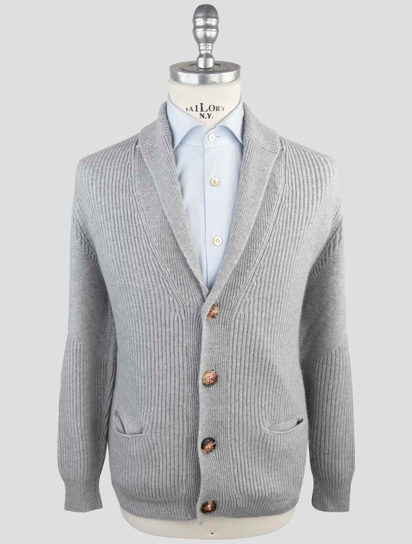 Kiton Gray Cashmere Sweater Cardigan