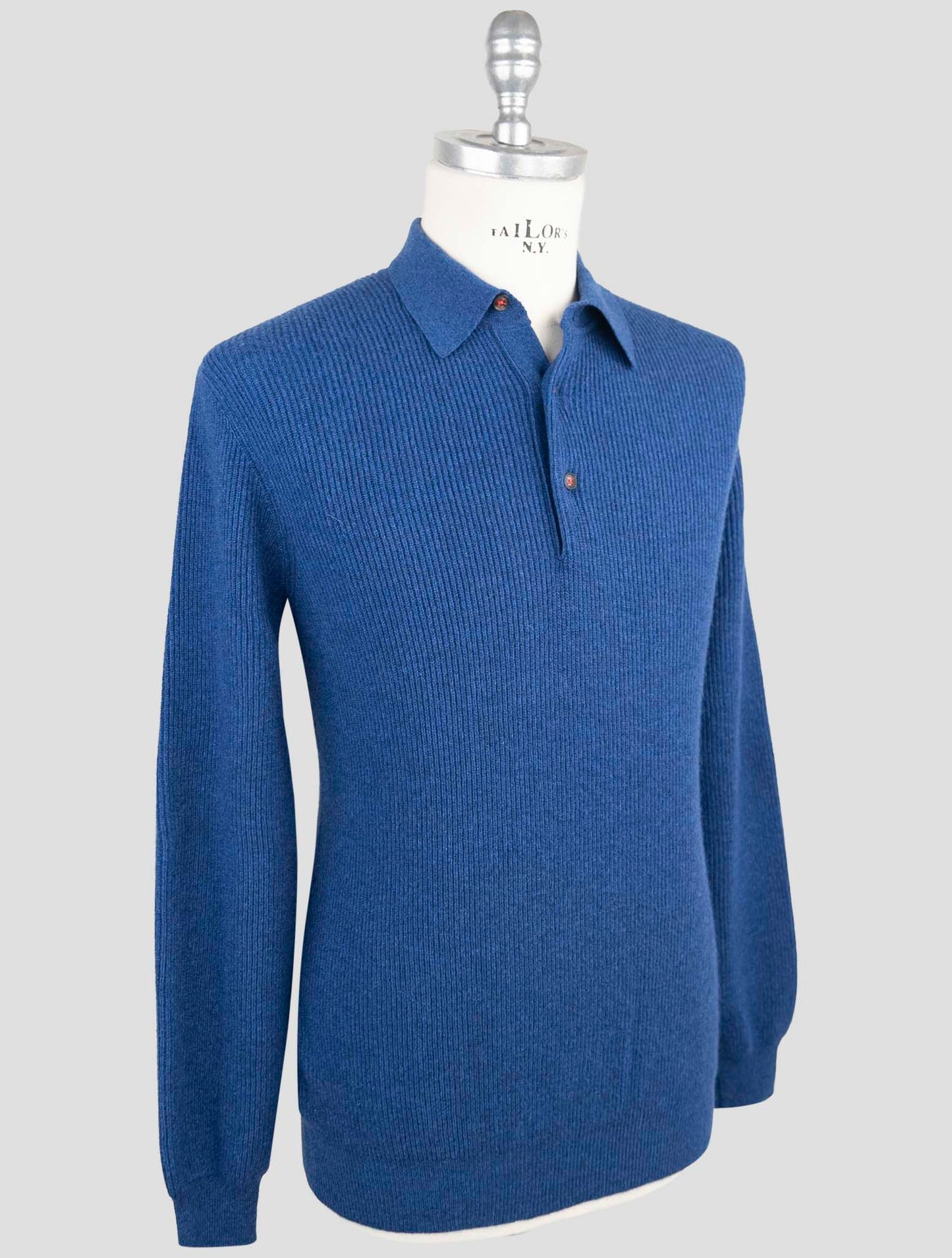 Kiton Blue Cashmere Sweater Polo