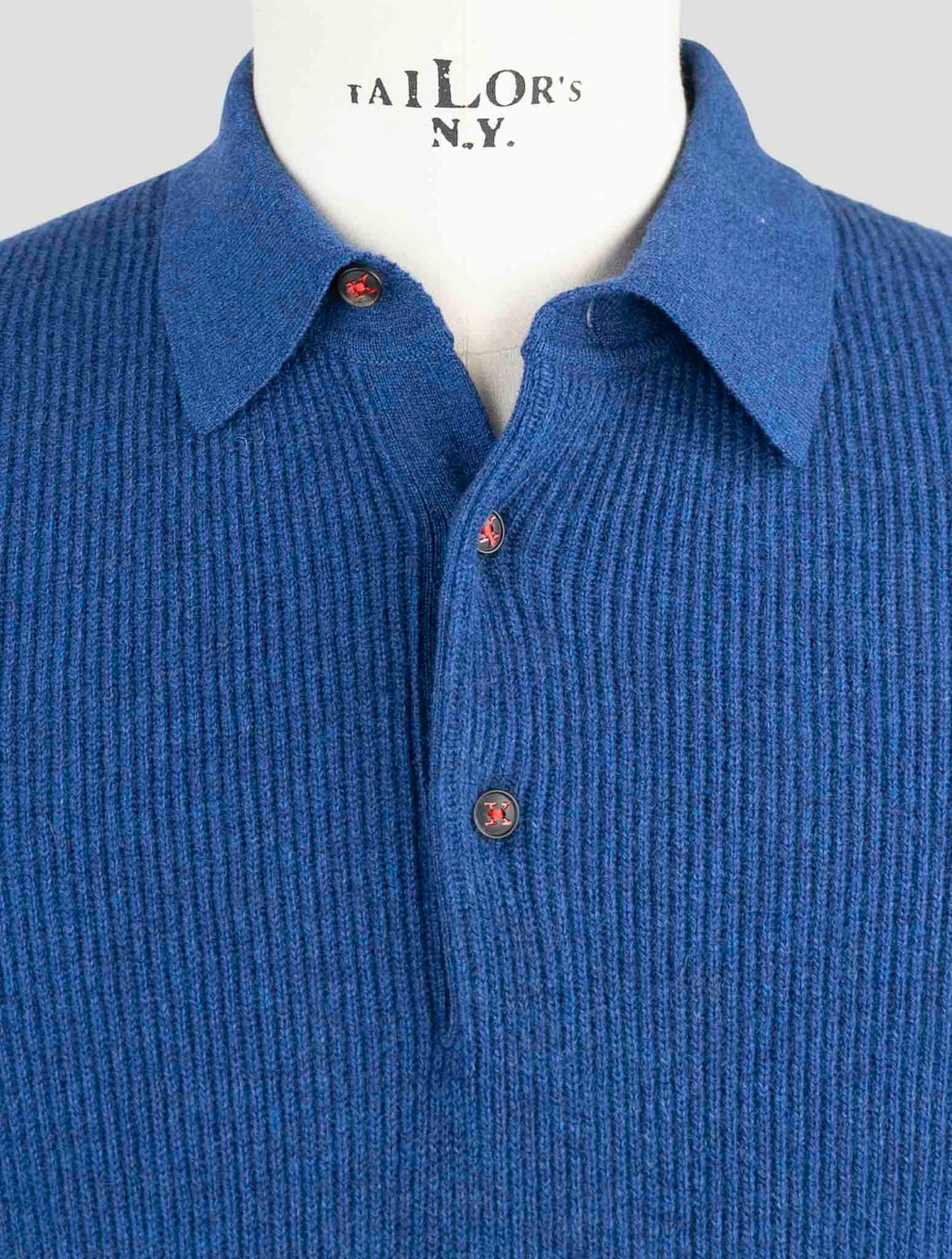 Kiton Blue Cashmere Sweater Polo