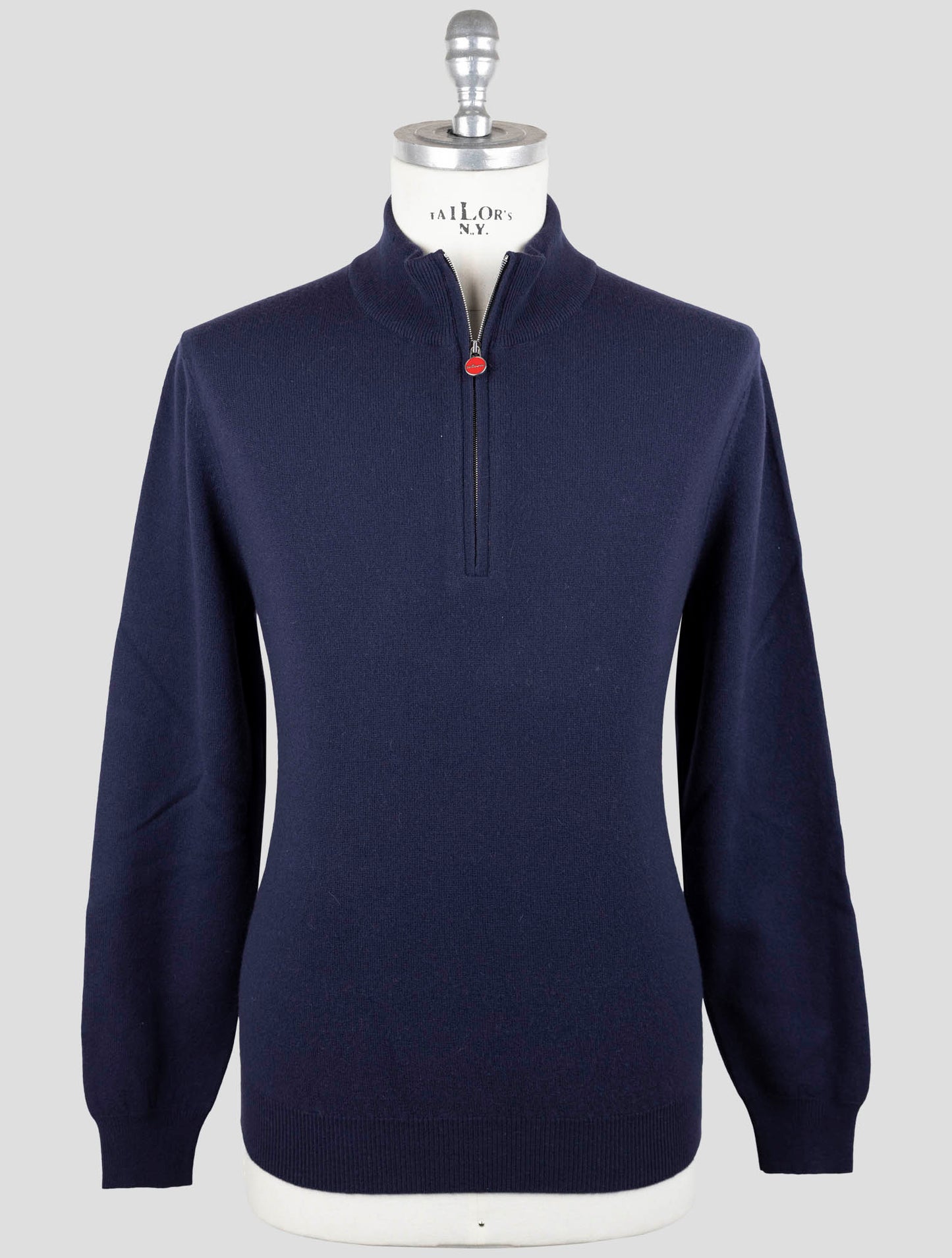 Kiton Blue Wool Sweater Half Zip