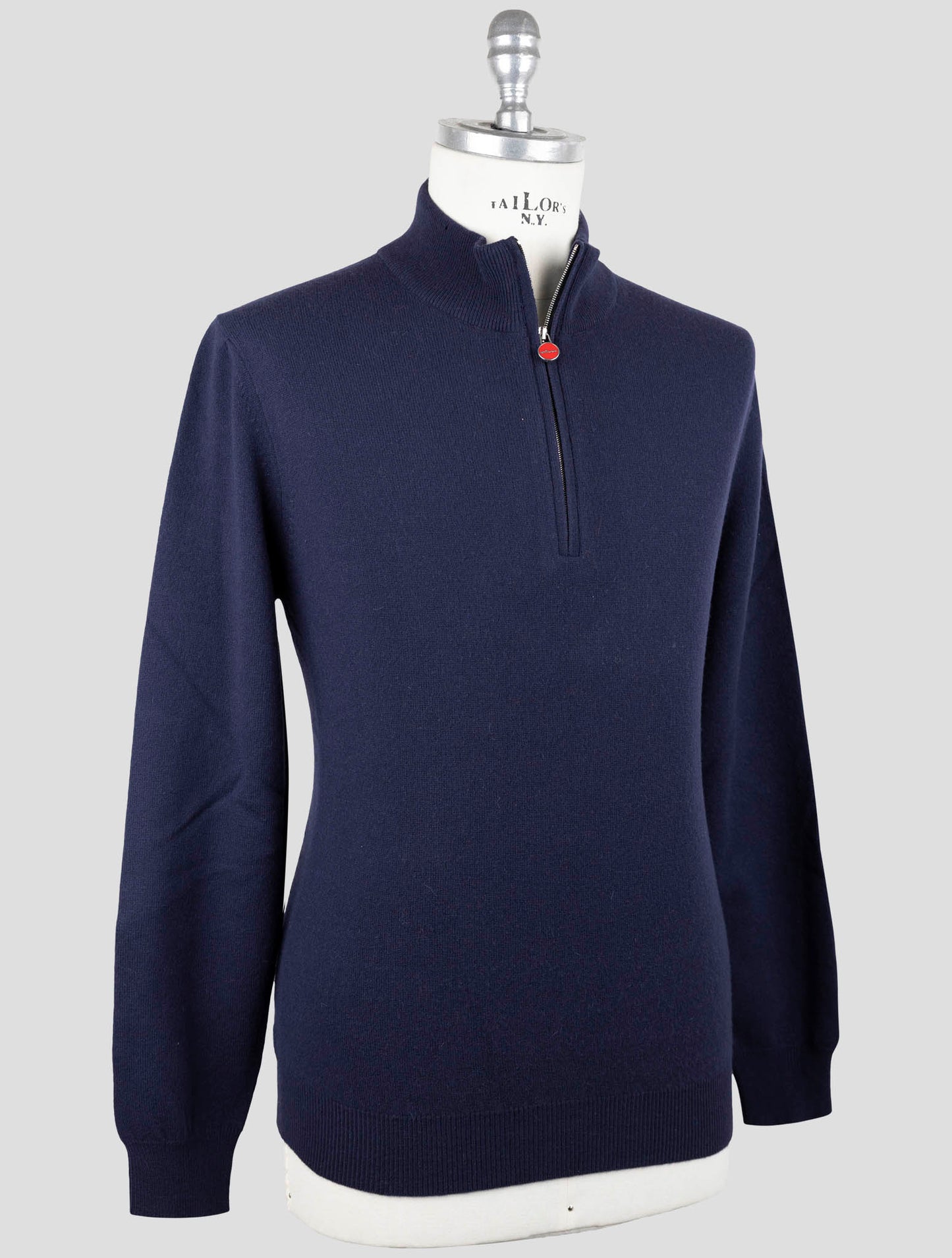 Kiton Blue Wool Sweater Half Zip