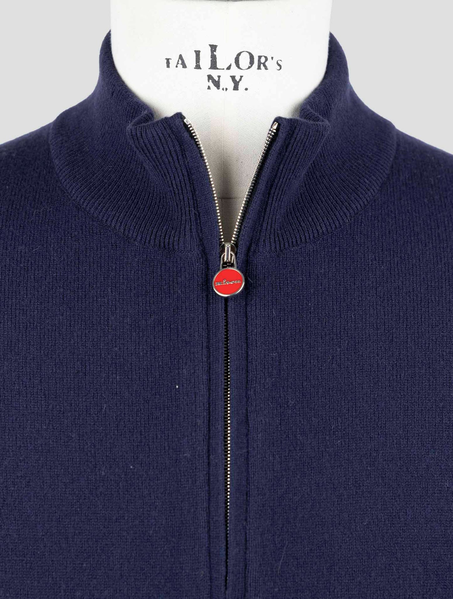 Kiton Blue Wool Sweater Half Zip