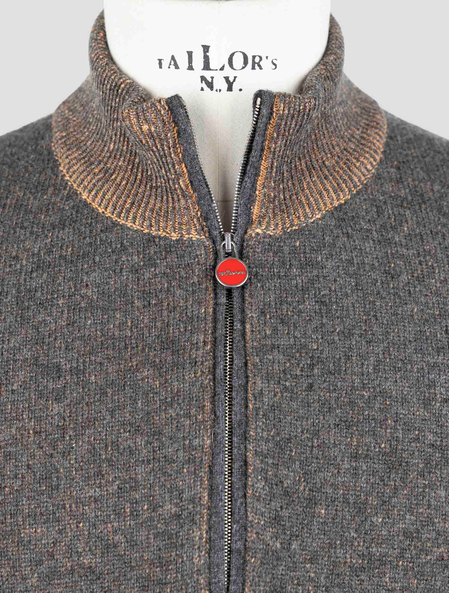 Kiton Brown Cashmere Sweater Half Zip
