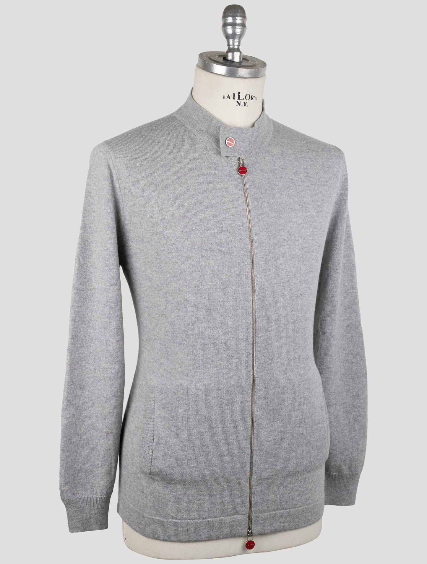 Kiton Gray Cashmere Sweater Full Zip