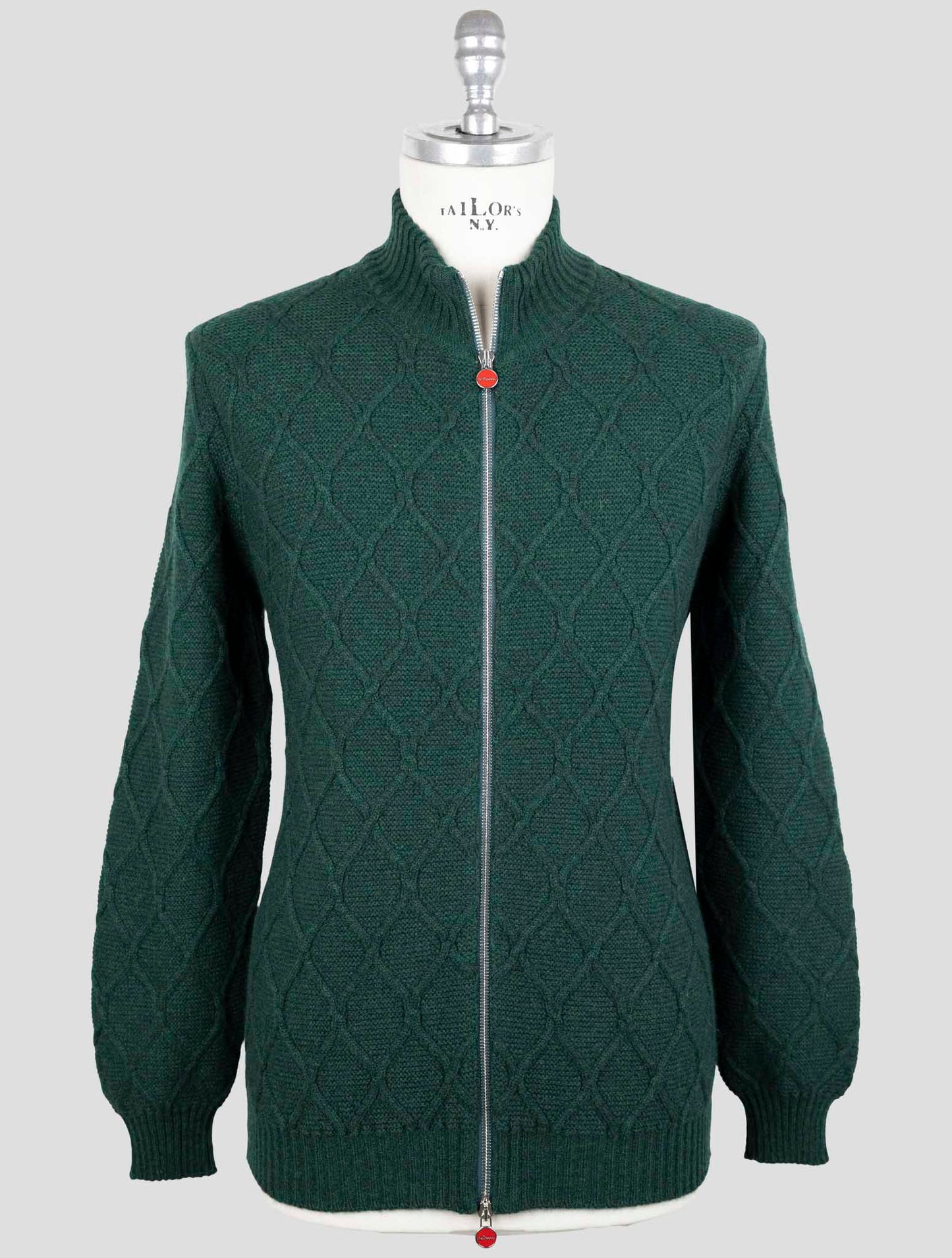 Kiton Green Cashmere Sweater Full Zip