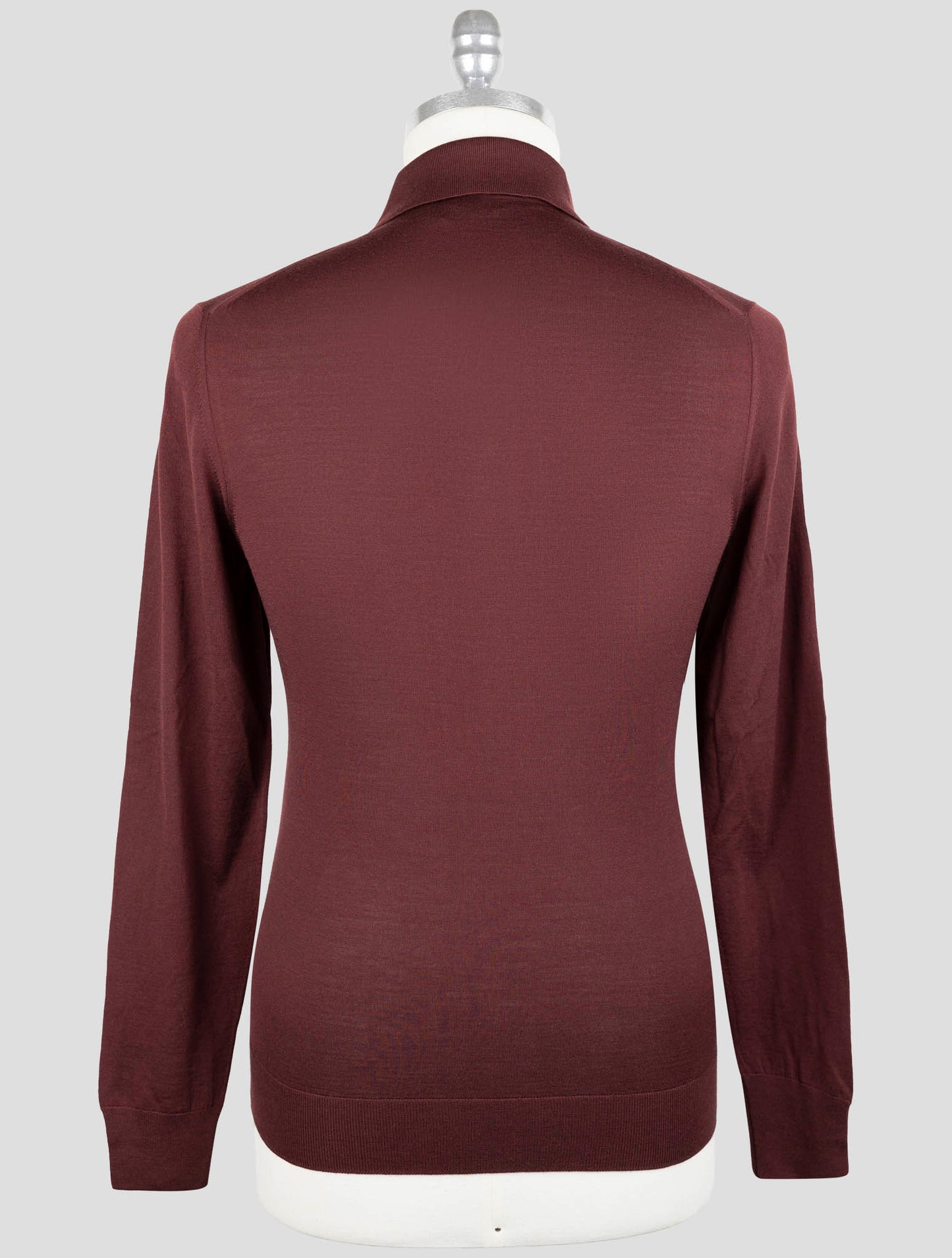 Kiton Burgundy Diamante Blue Wool Sweater Polo