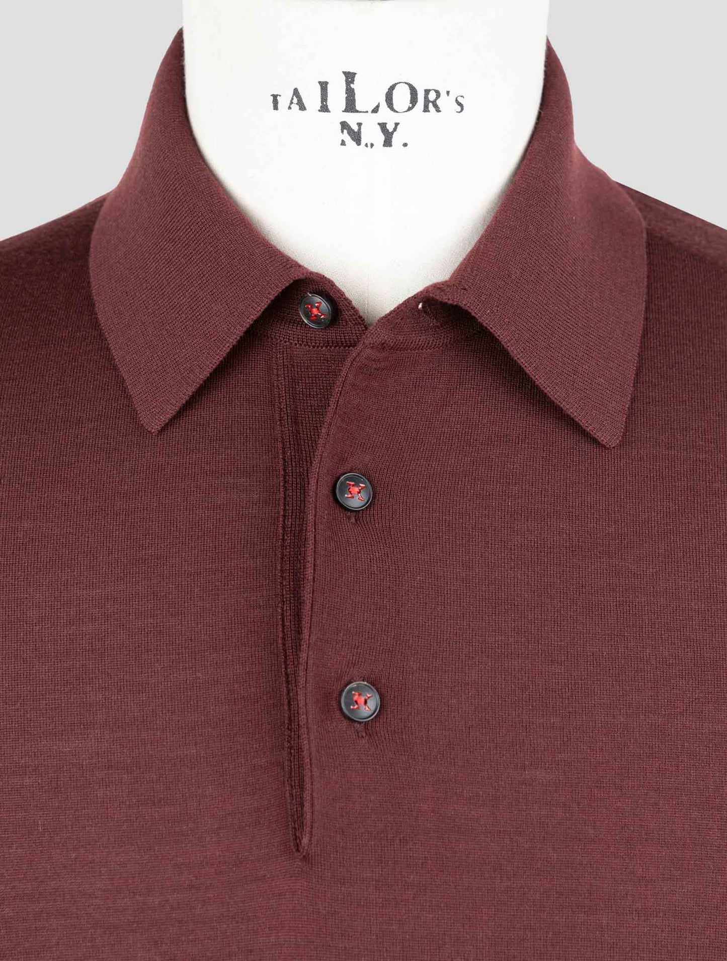 Kiton Burgundy Diamante Blue Wool Sweater Polo