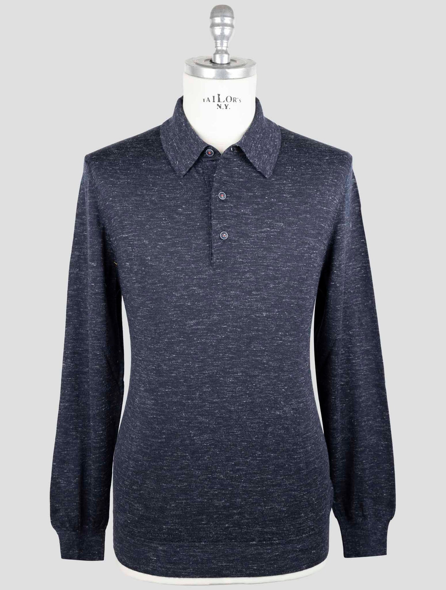 Kiton Blue Silk Cashmere Linen Sweater Polo
