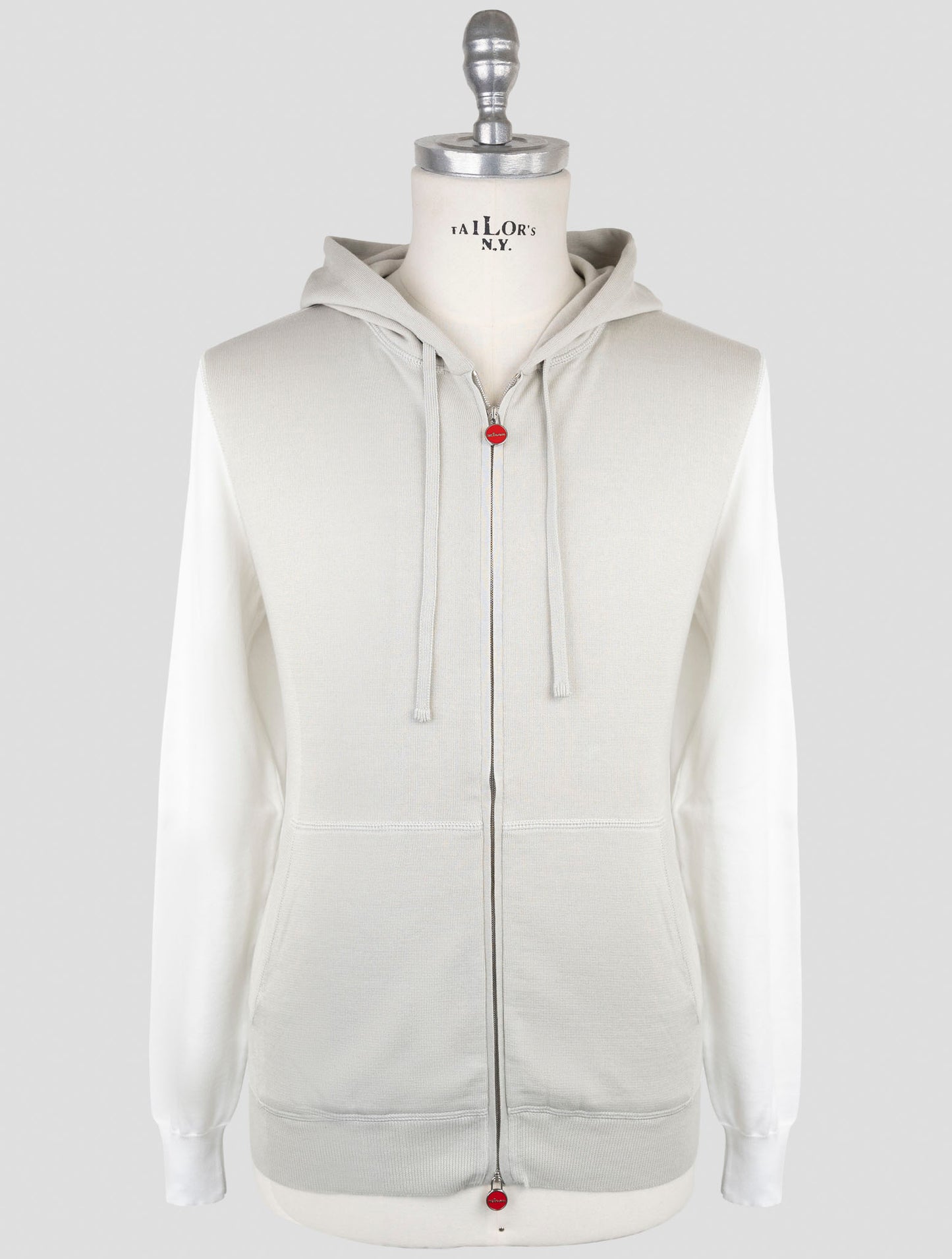 Kiton Gray Cotton Sweater Full Zip