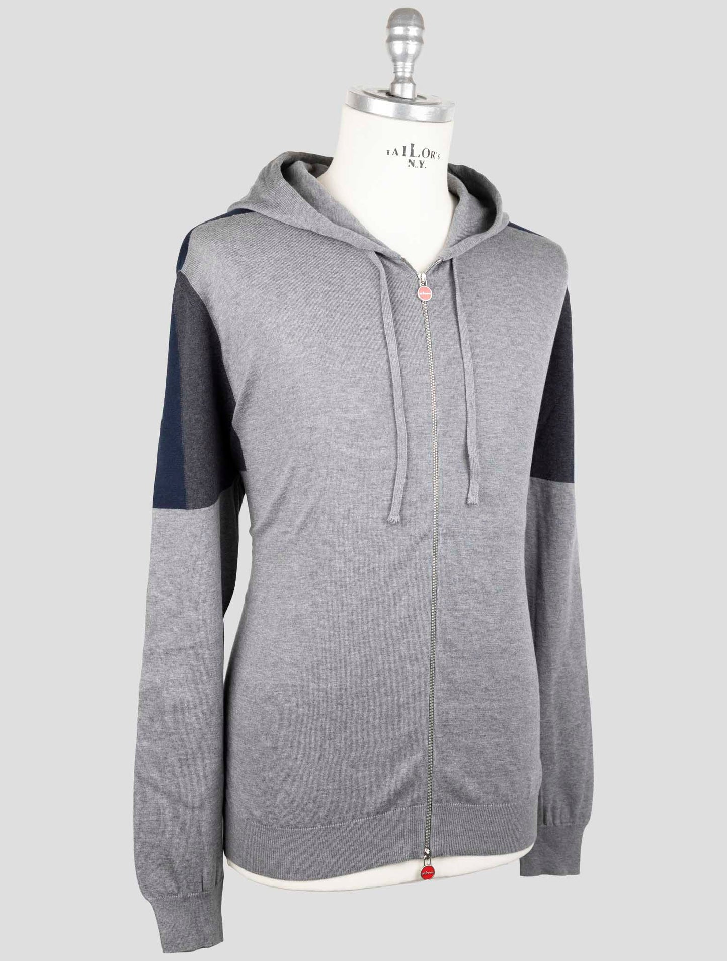 Kiton Gray Cotton Sweater Full Zip
