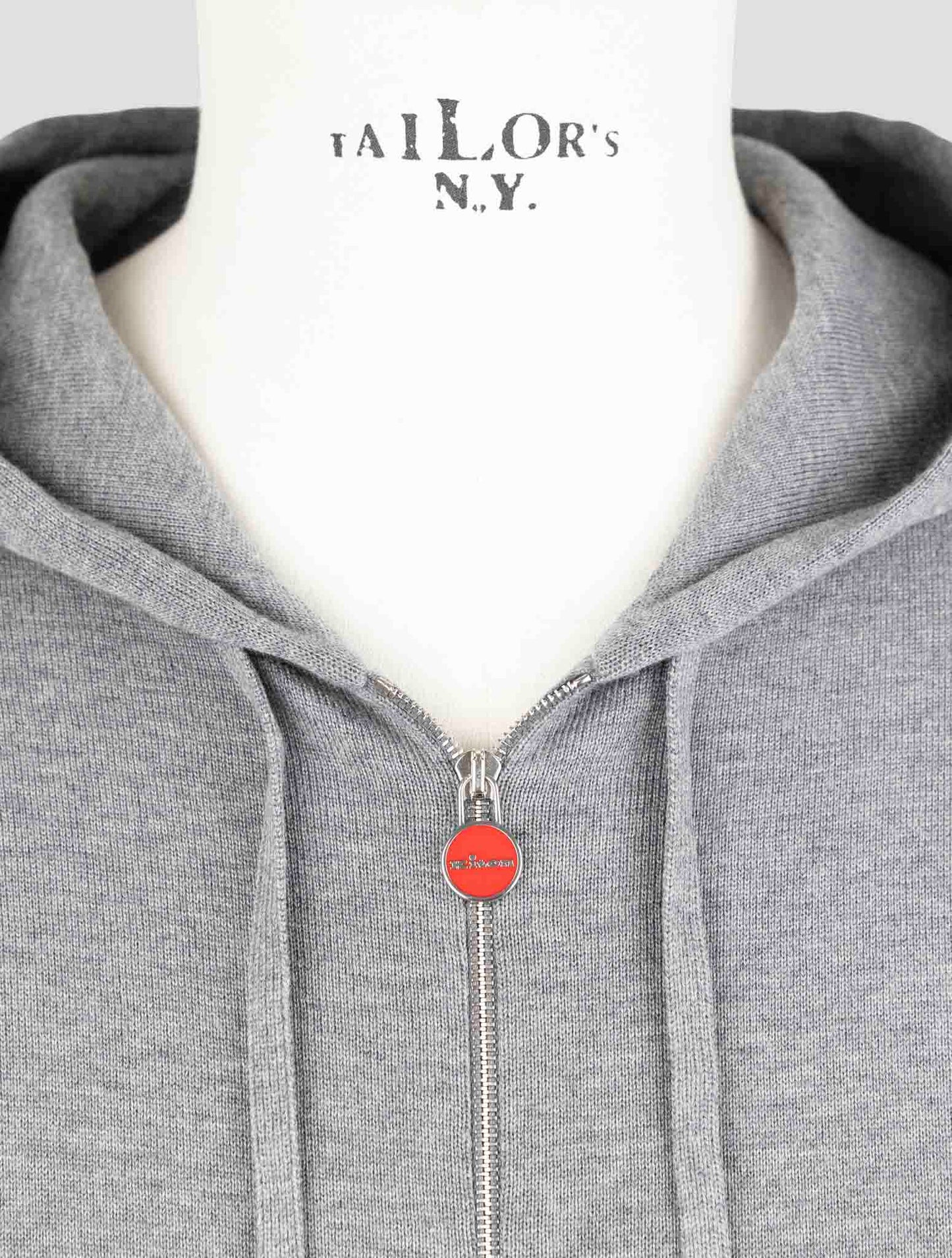 Kiton Gray Cotton Sweater Full Zip