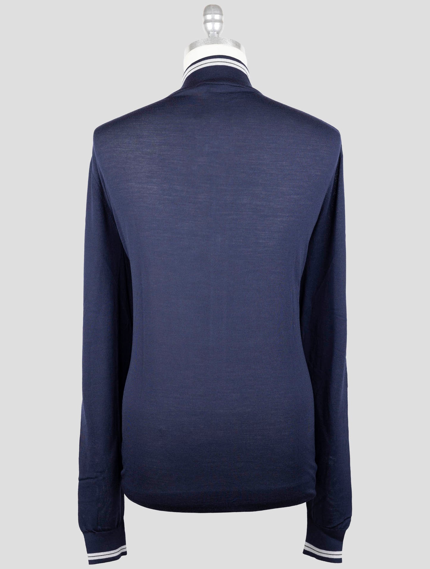 Kiton Blue Wool Sweater Full Zip
