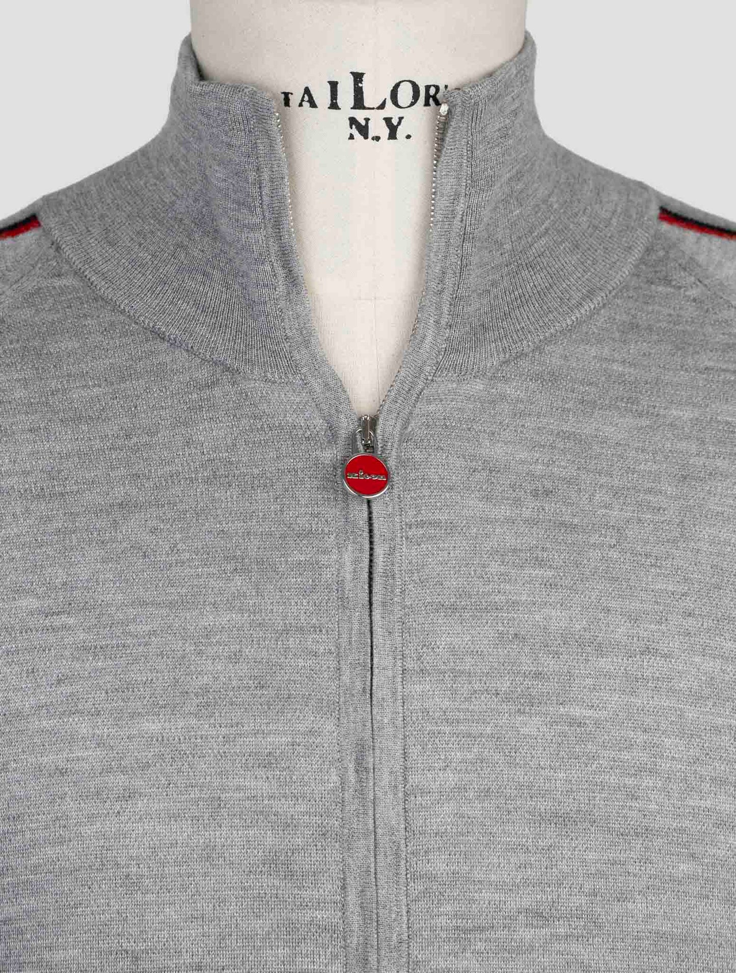 Kiton Gray Cashmere Silk Sweater Full Zip