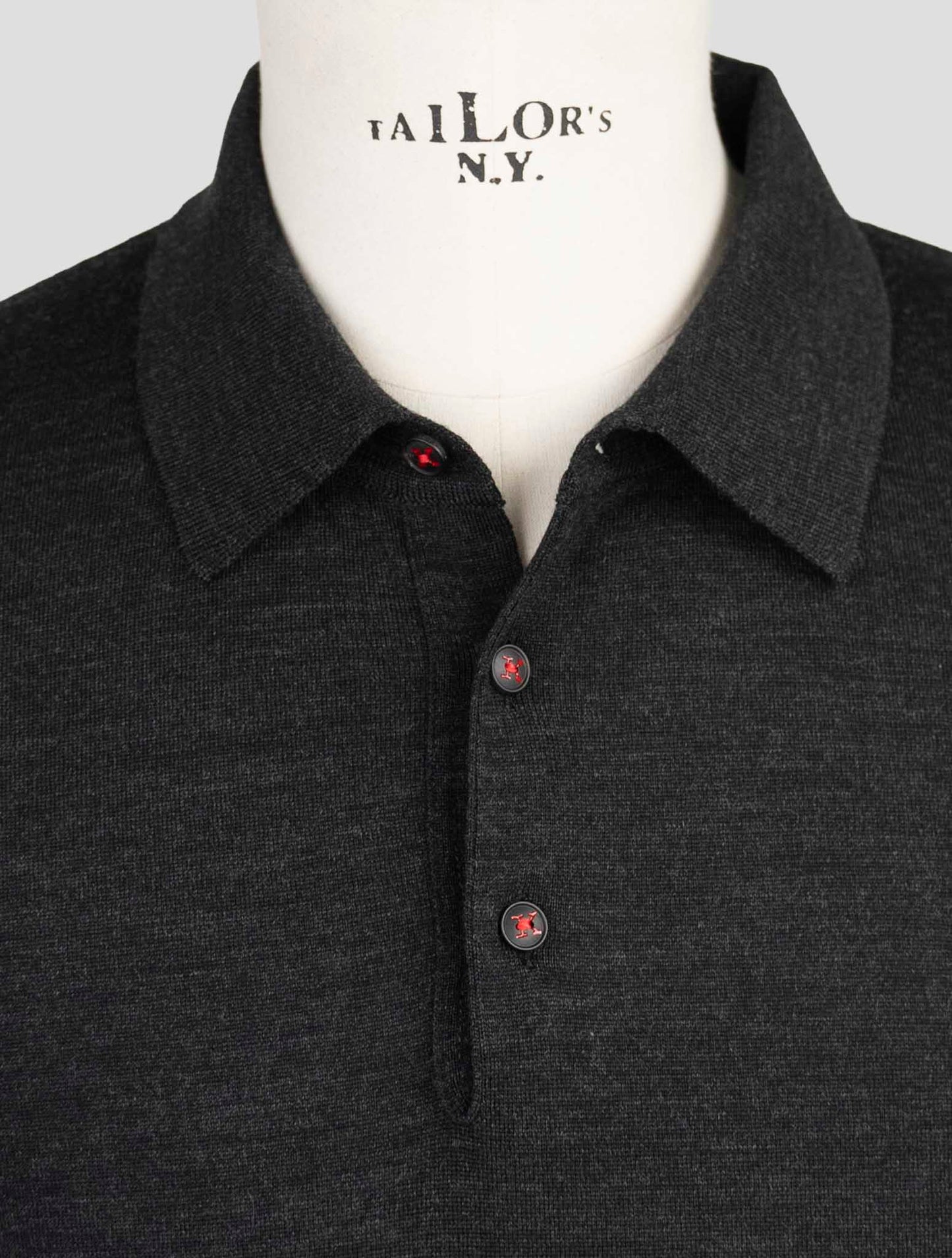Kiton Dark Gray Wool Sweater Polo