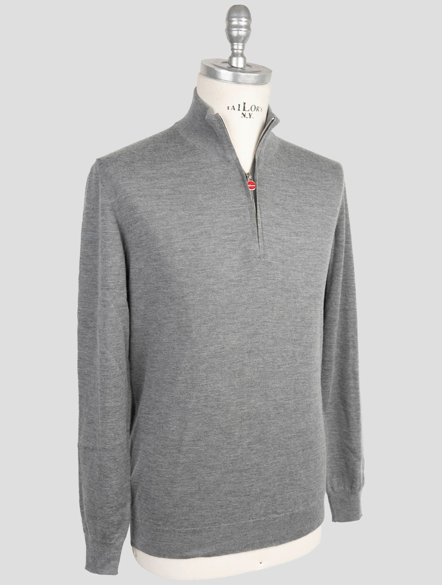 Kiton Gray Cashmere Silk Sweater Half Zip