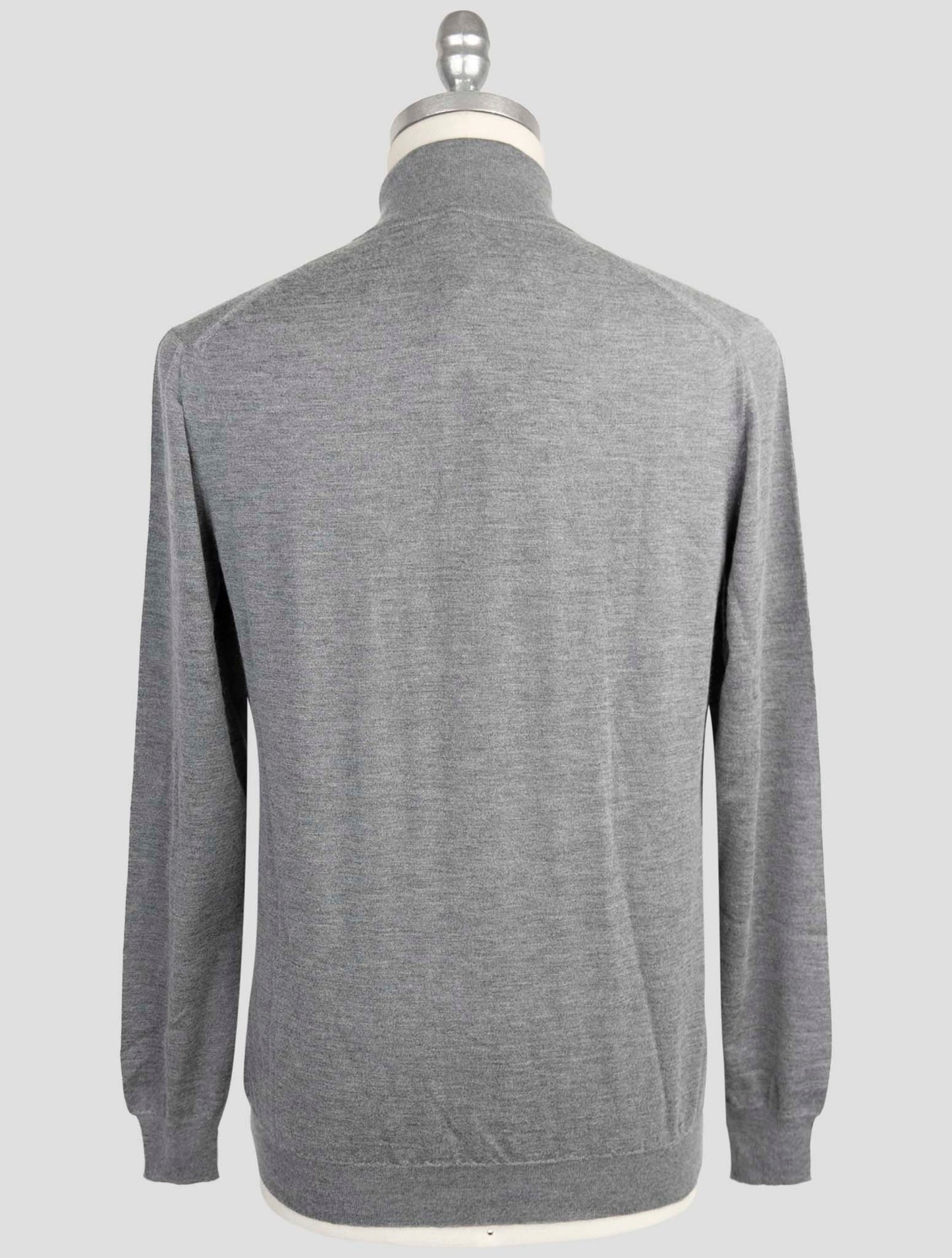 Kiton Gray Cashmere Silk Sweater Half Zip