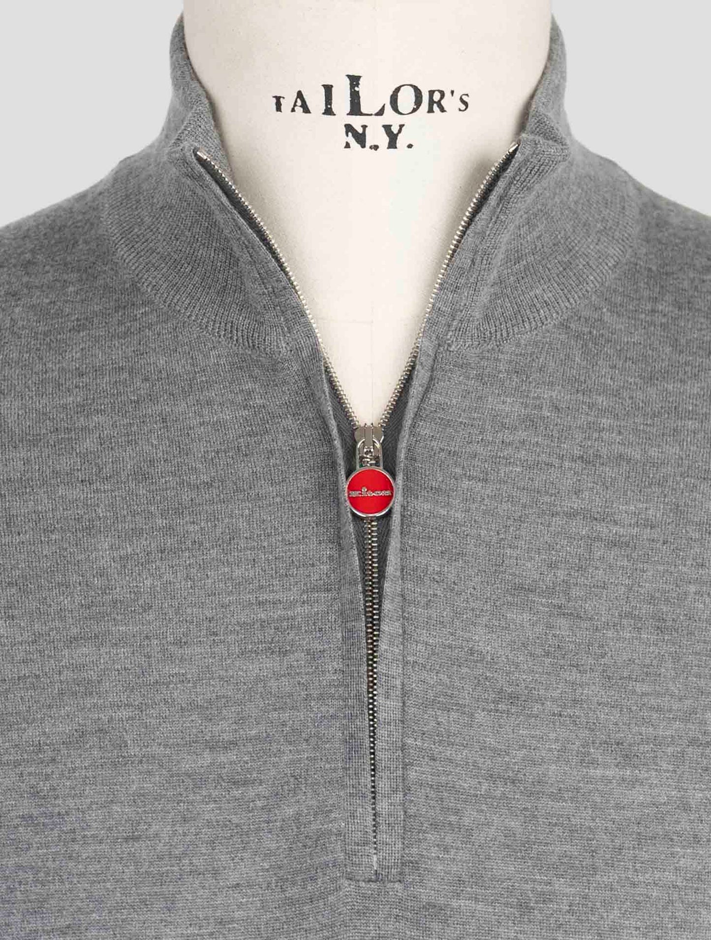 Kiton Gray Cashmere Silk Sweater Half Zip