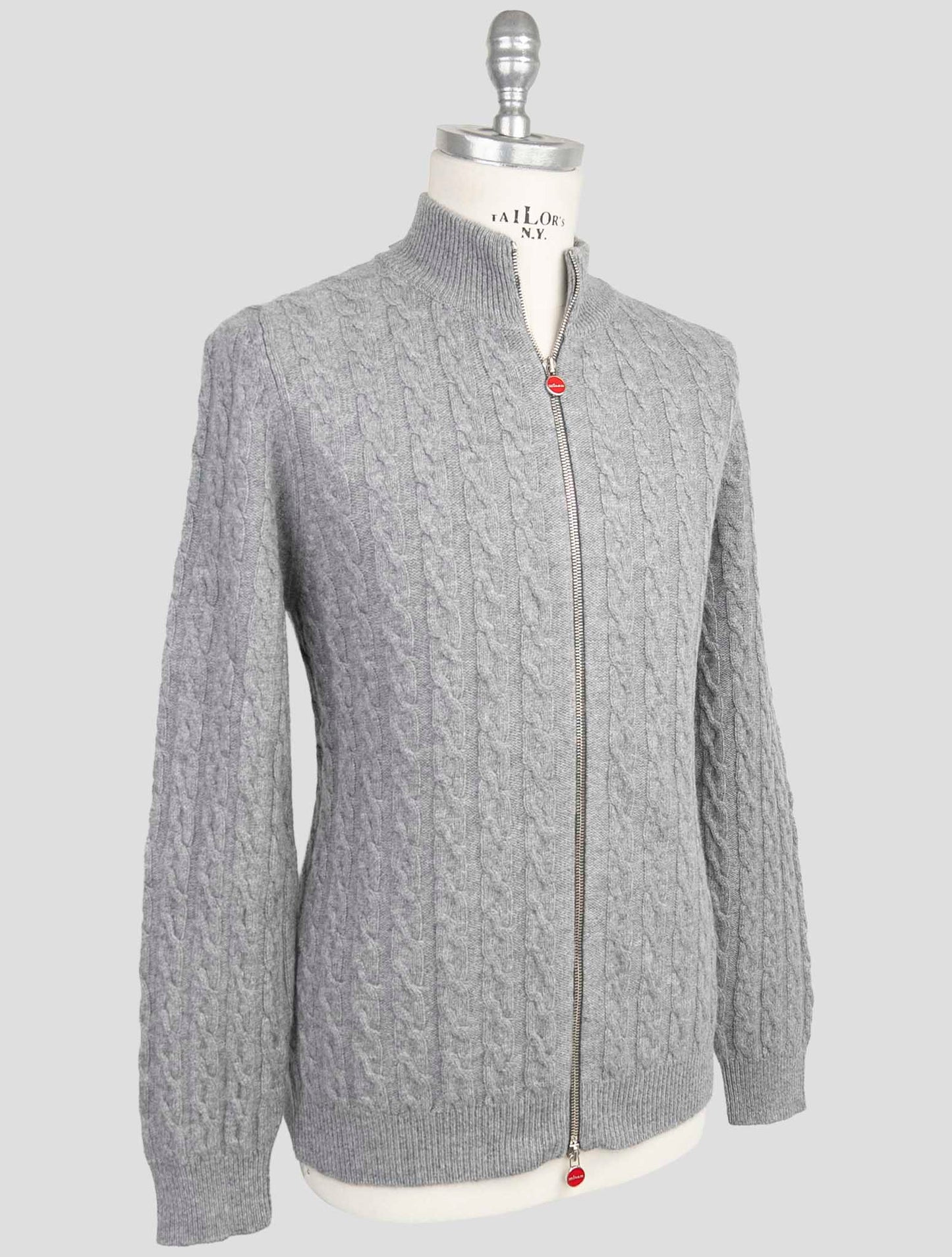 Kiton Gray Cashmere Silk Sweater Half Zip