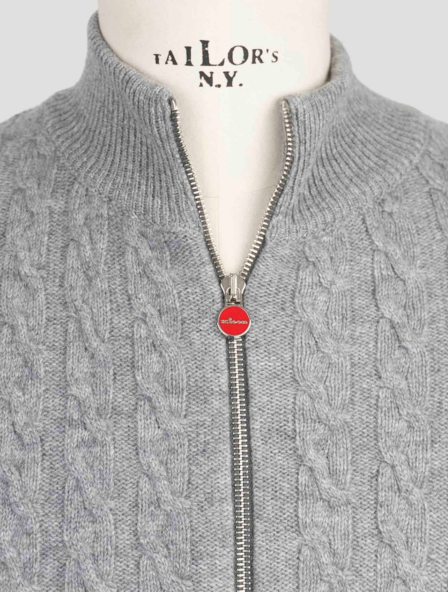 Kiton Gray Cashmere Silk Sweater Half Zip